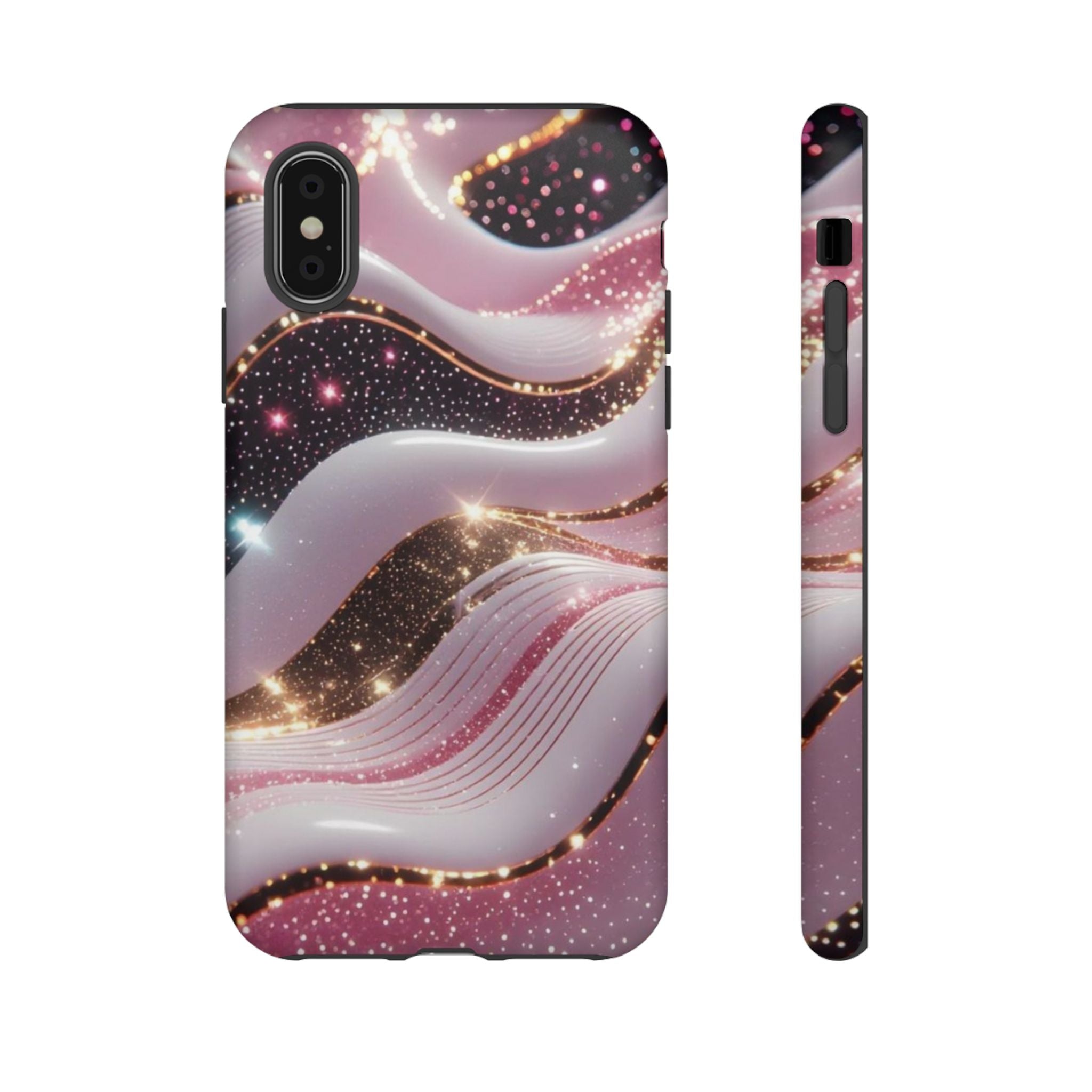 Sparkling Pink Wave Phone Case — Glitter Marble Protective Cover