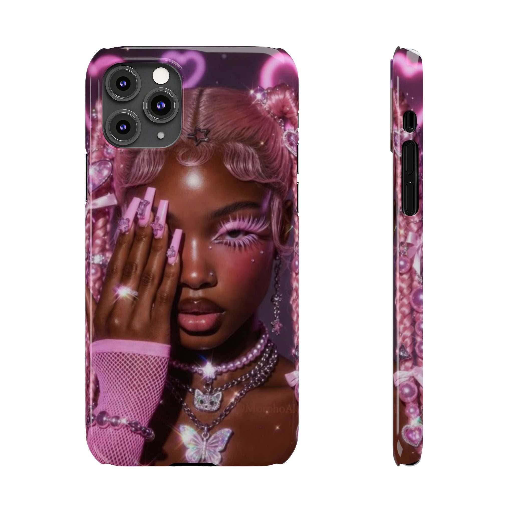Pink Glam Slim Phone Case — Butterfly Jewels Fashion iPhone Cover