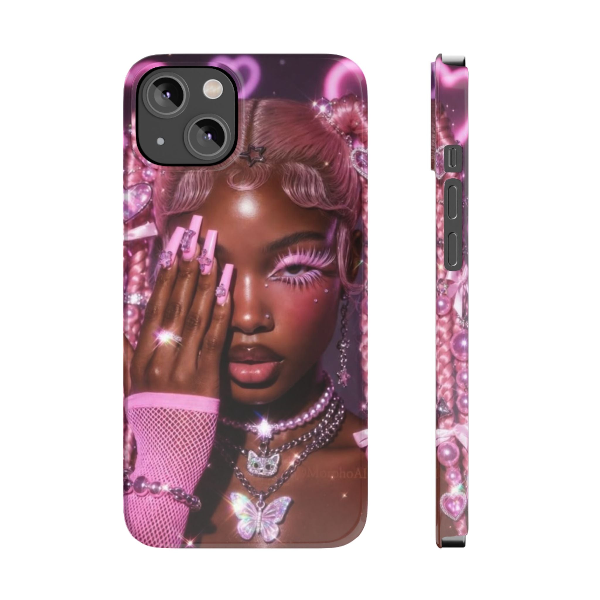 Pink Glam Slim Phone Case — Butterfly Jewels Fashion iPhone Cover