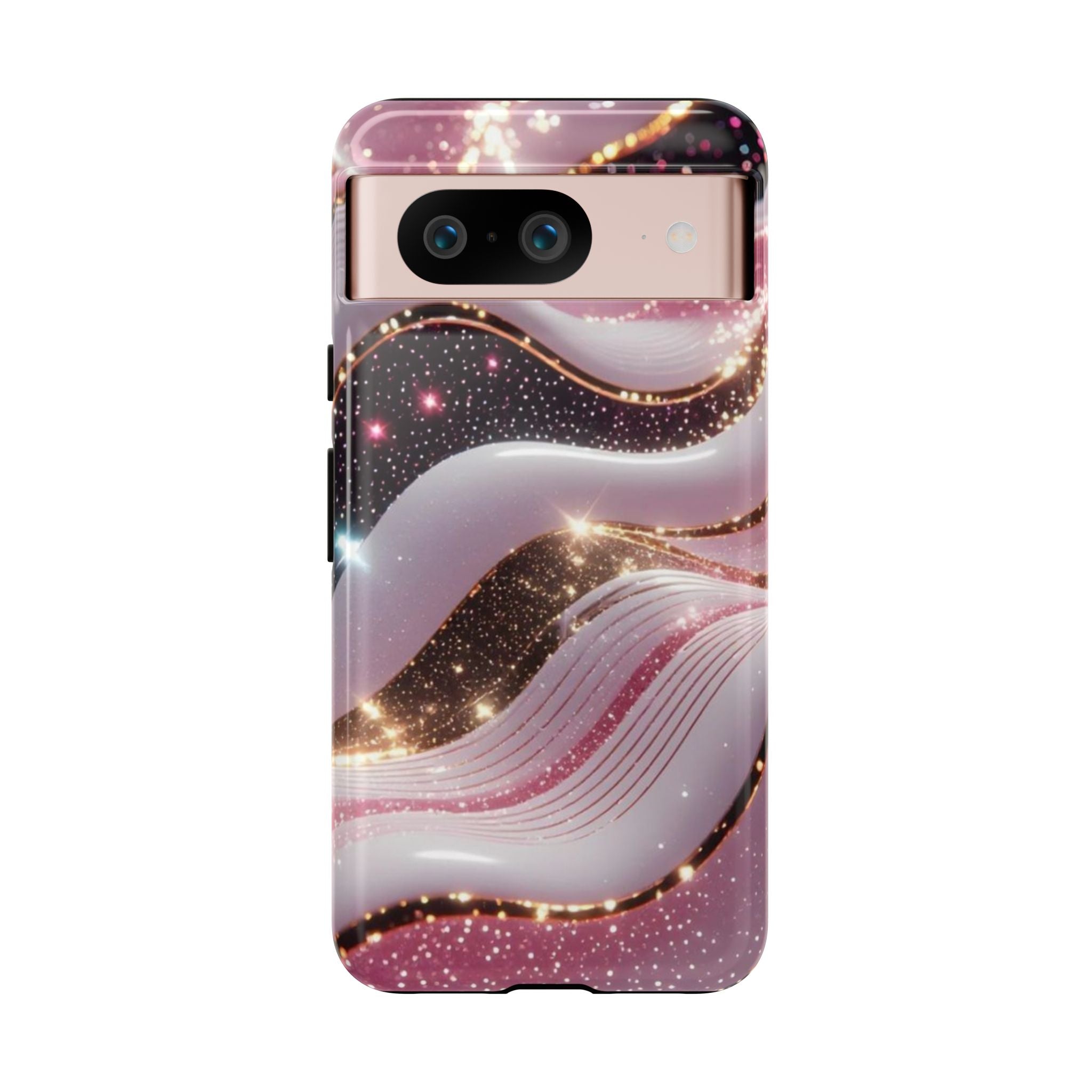 Sparkling Pink Wave Phone Case — Glitter Marble Protective Cover