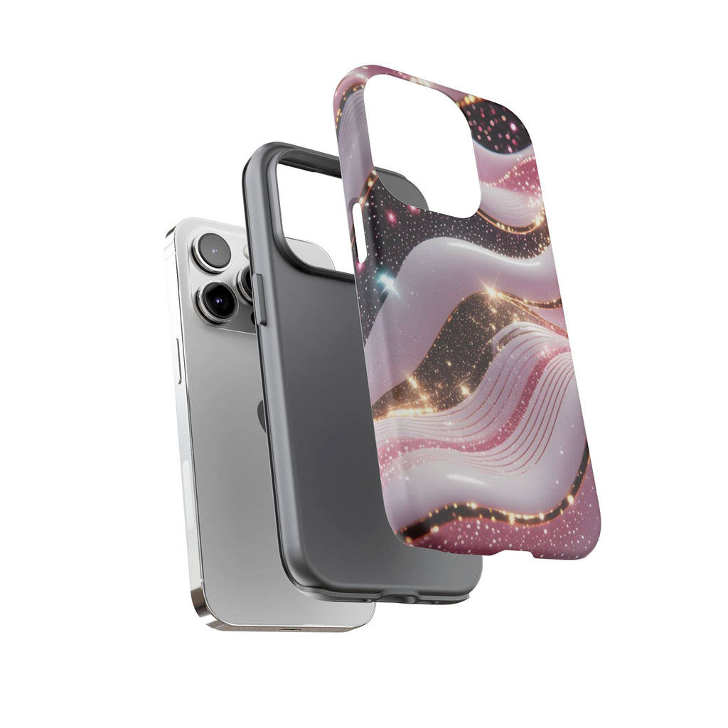 Sparkling Pink Wave Phone Case — Glitter Marble Protective Cover