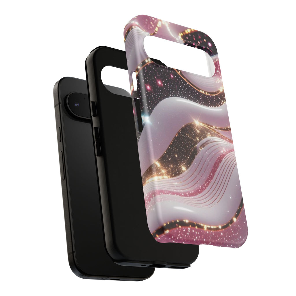 Sparkling Pink Wave Phone Case — Glitter Marble Protective Cover