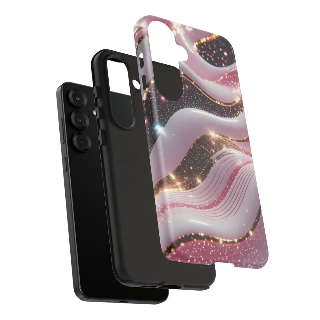 Sparkling Pink Wave Phone Case — Glitter Marble Protective Cover