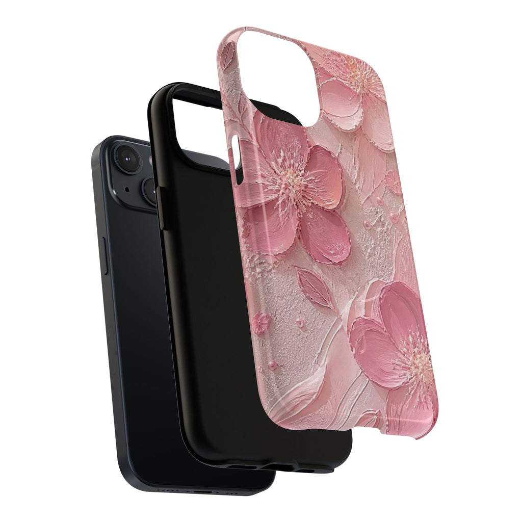 Pink Floral Tough Magnetic Phone Case — 3D Blossom Protective Cover