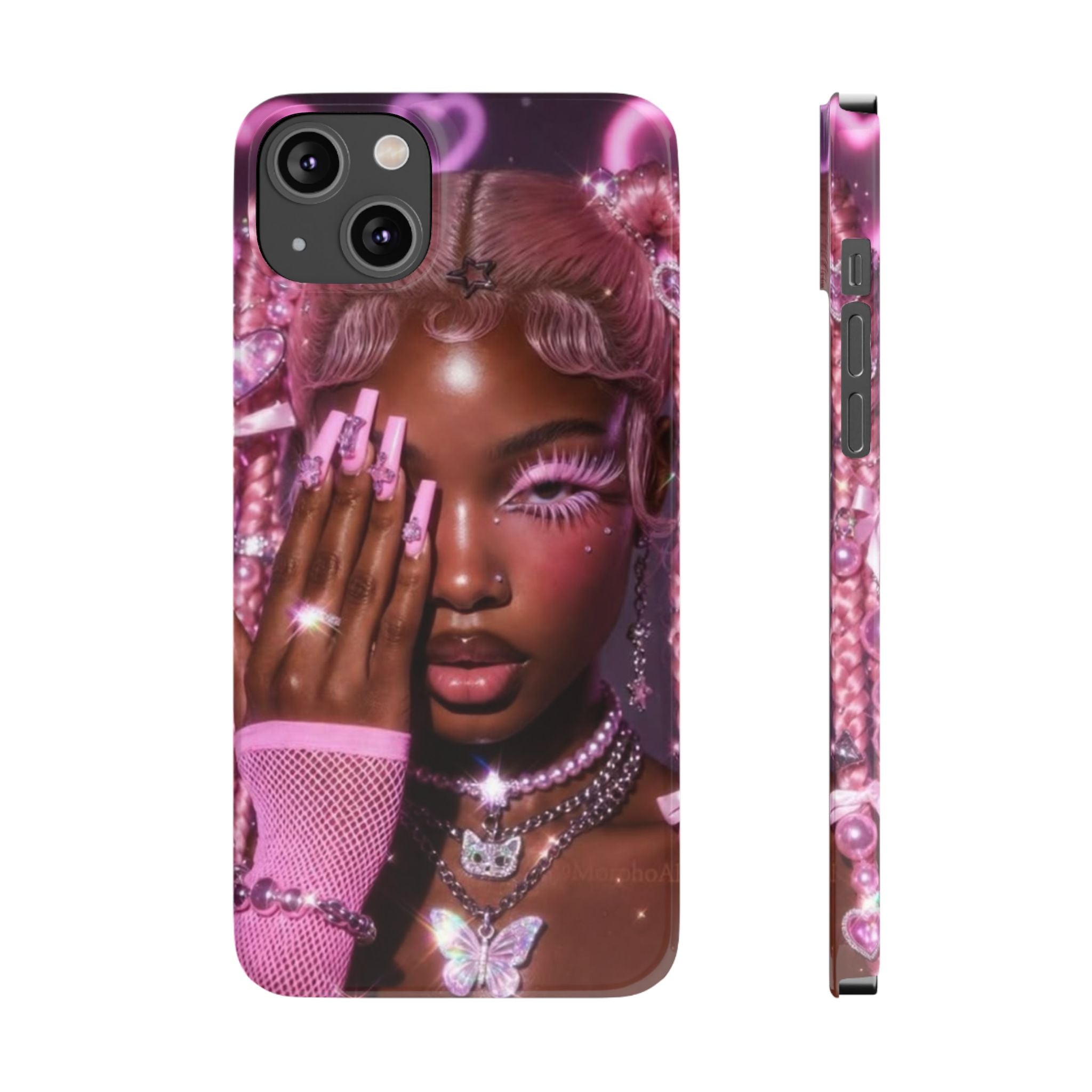 Pink Glam Slim Phone Case — Butterfly Jewels Fashion iPhone Cover