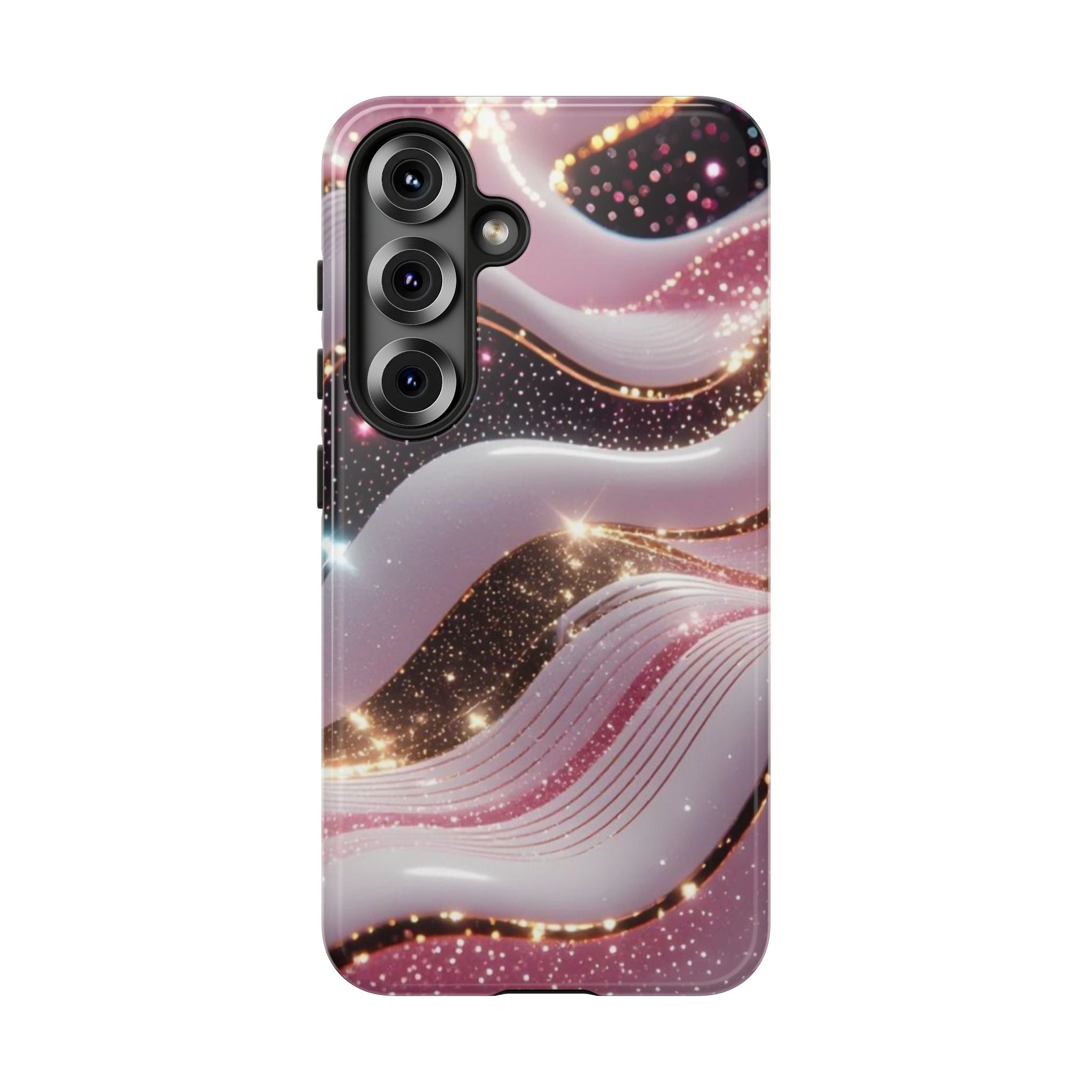 Sparkling Pink Wave Phone Case — Glitter Marble Protective Cover