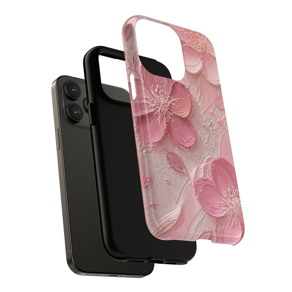 Pink Floral Tough Magnetic Phone Case — 3D Blossom Protective Cover