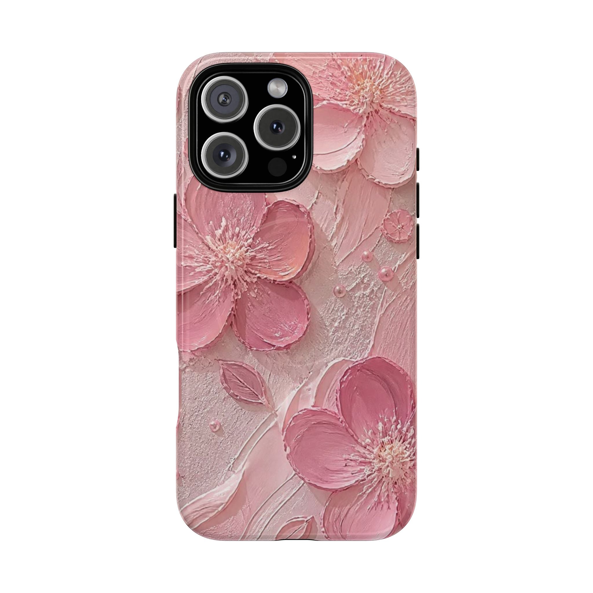 Pink Floral Tough Magnetic Phone Case — 3D Blossom Protective Cover