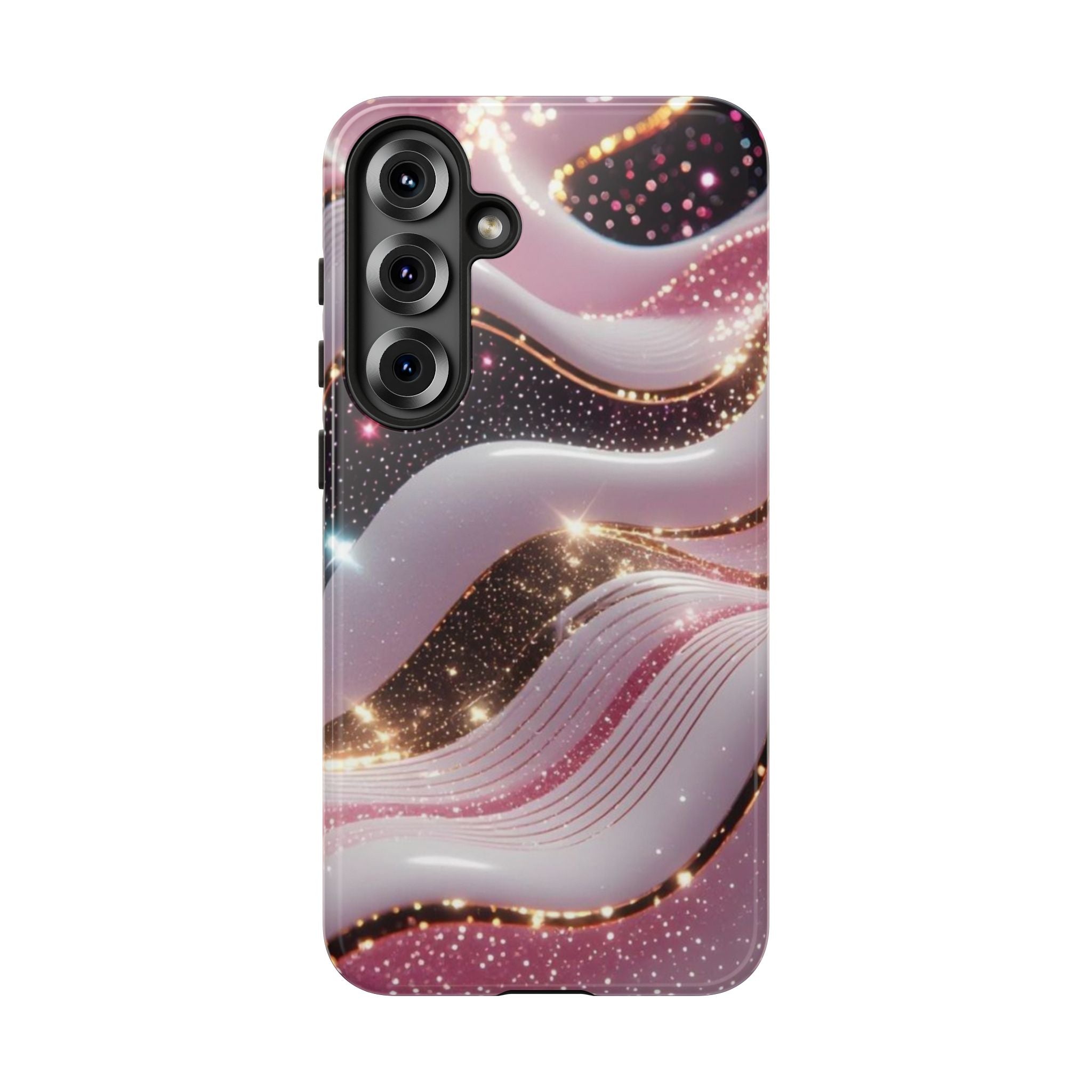 Sparkling Pink Wave Phone Case — Glitter Marble Protective Cover
