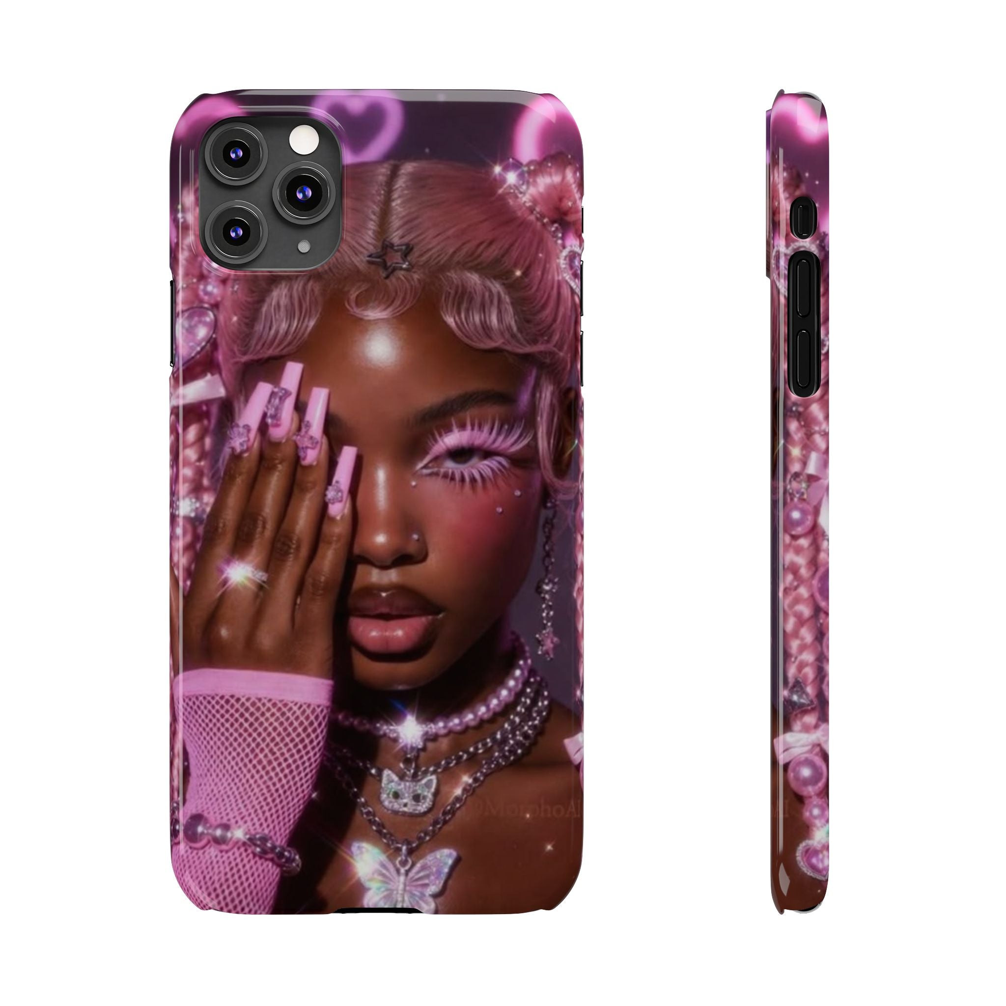 Pink Glam Slim Phone Case — Butterfly Jewels Fashion iPhone Cover