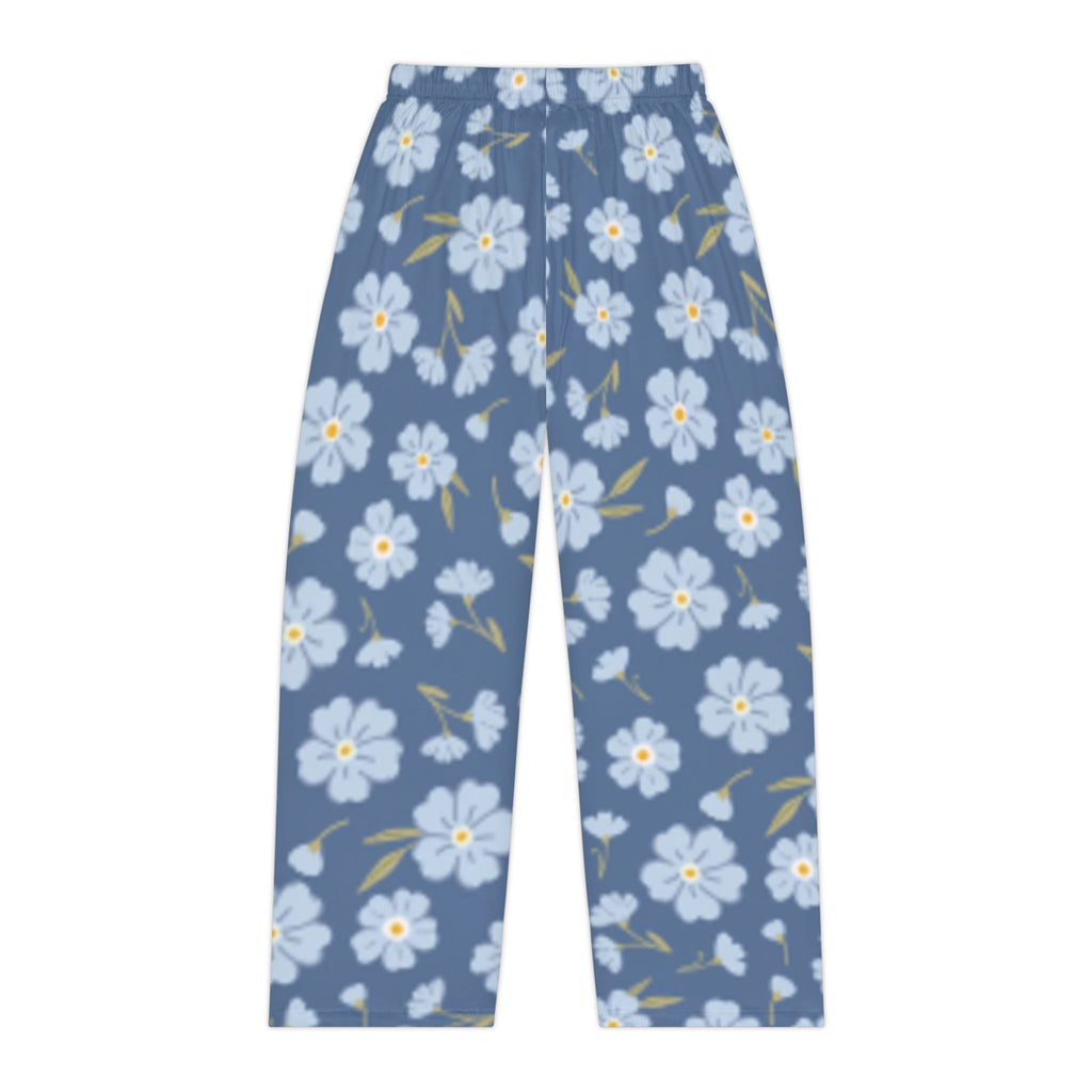 Floral Lounge Pajama Pants — Blue Daisy Print Women's Sleepwear