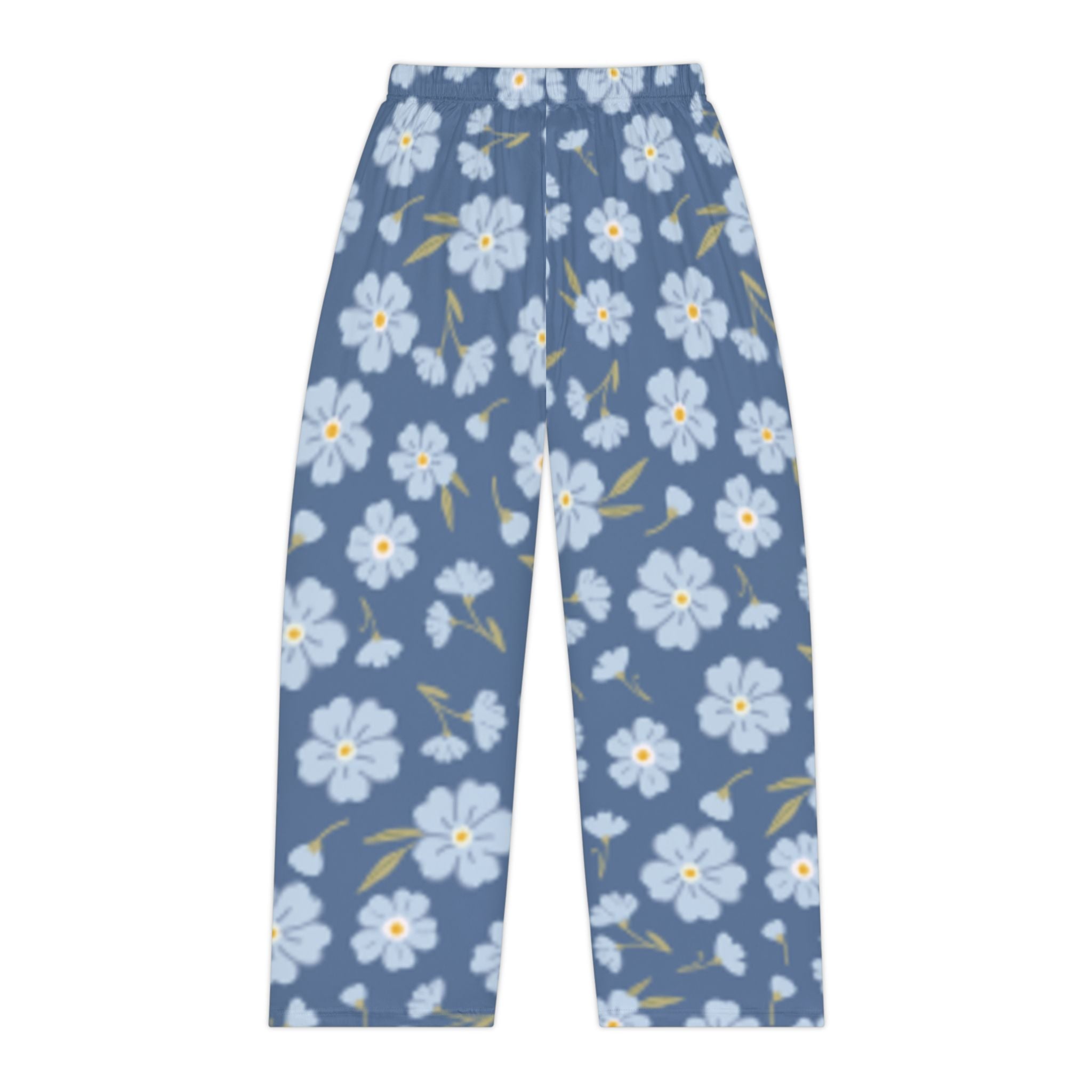 Floral Lounge Pajama Pants — Blue Daisy Print Women's Sleepwear
