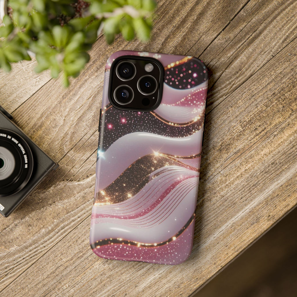 Sparkling Pink Wave Phone Case — Glitter Marble Protective Cover