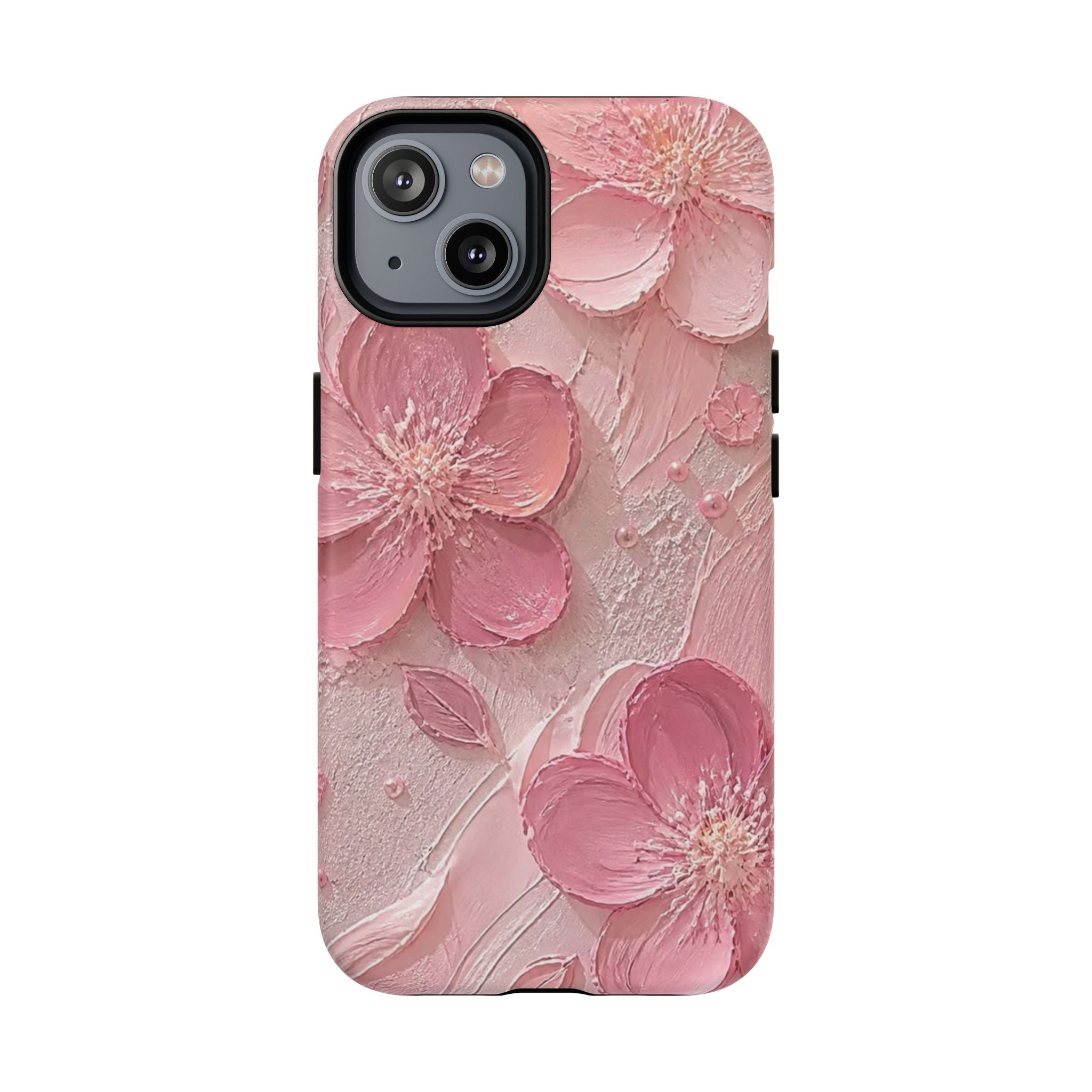Pink Floral Tough Magnetic Phone Case — 3D Blossom Protective Cover