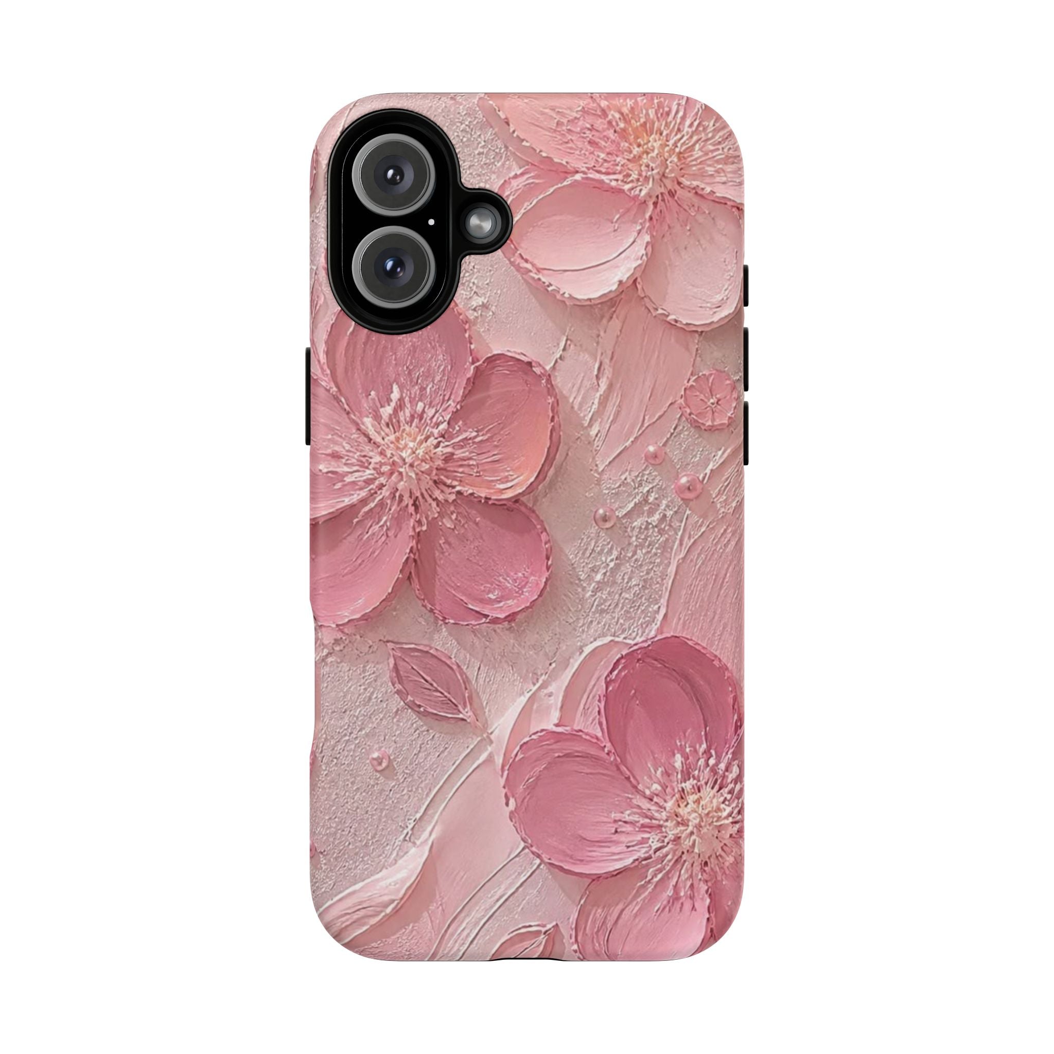 Pink Floral Tough Magnetic Phone Case — 3D Blossom Protective Cover
