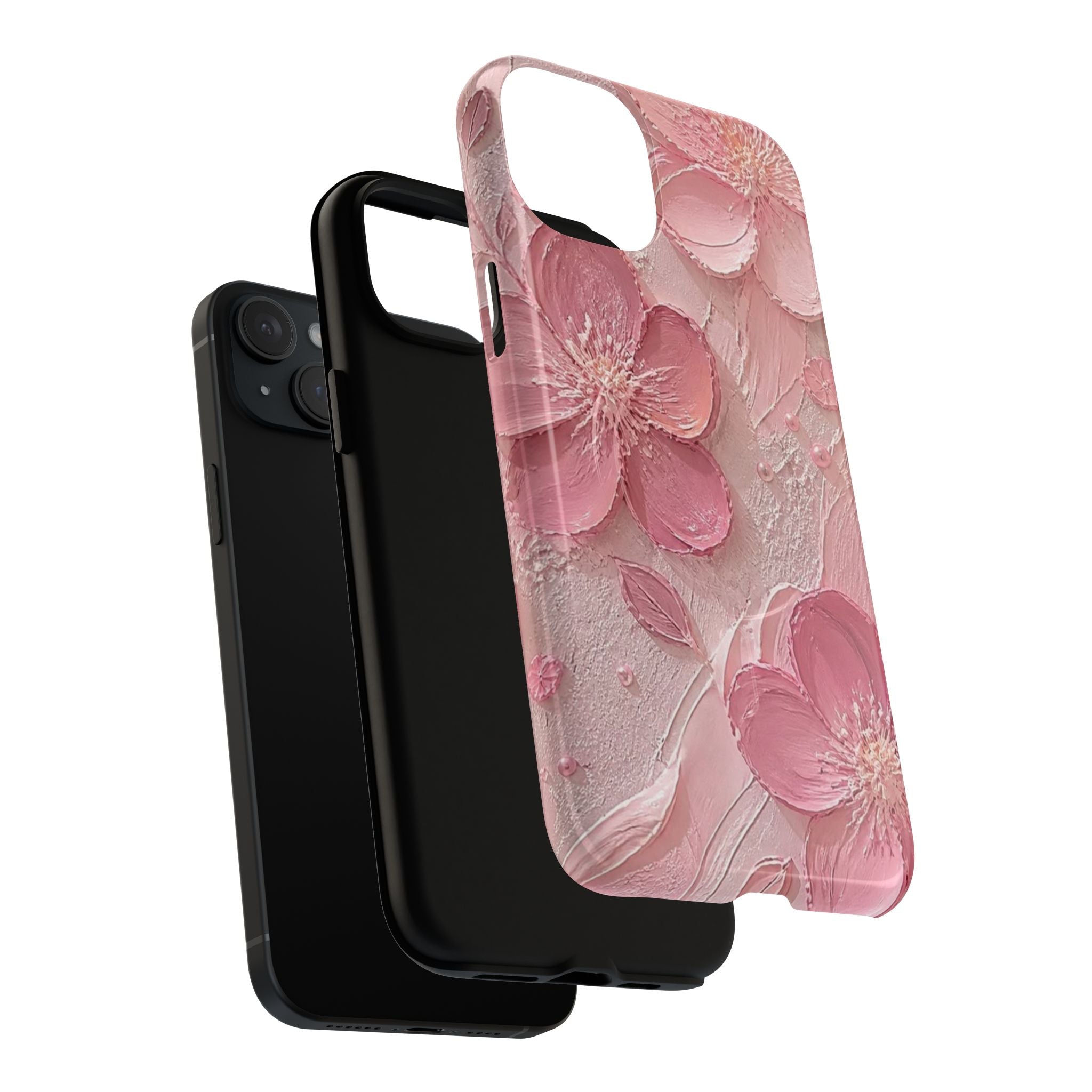 Pink Floral Tough Magnetic Phone Case — 3D Blossom Protective Cover