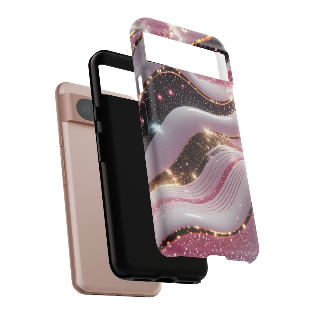 Sparkling Pink Wave Phone Case — Glitter Marble Protective Cover