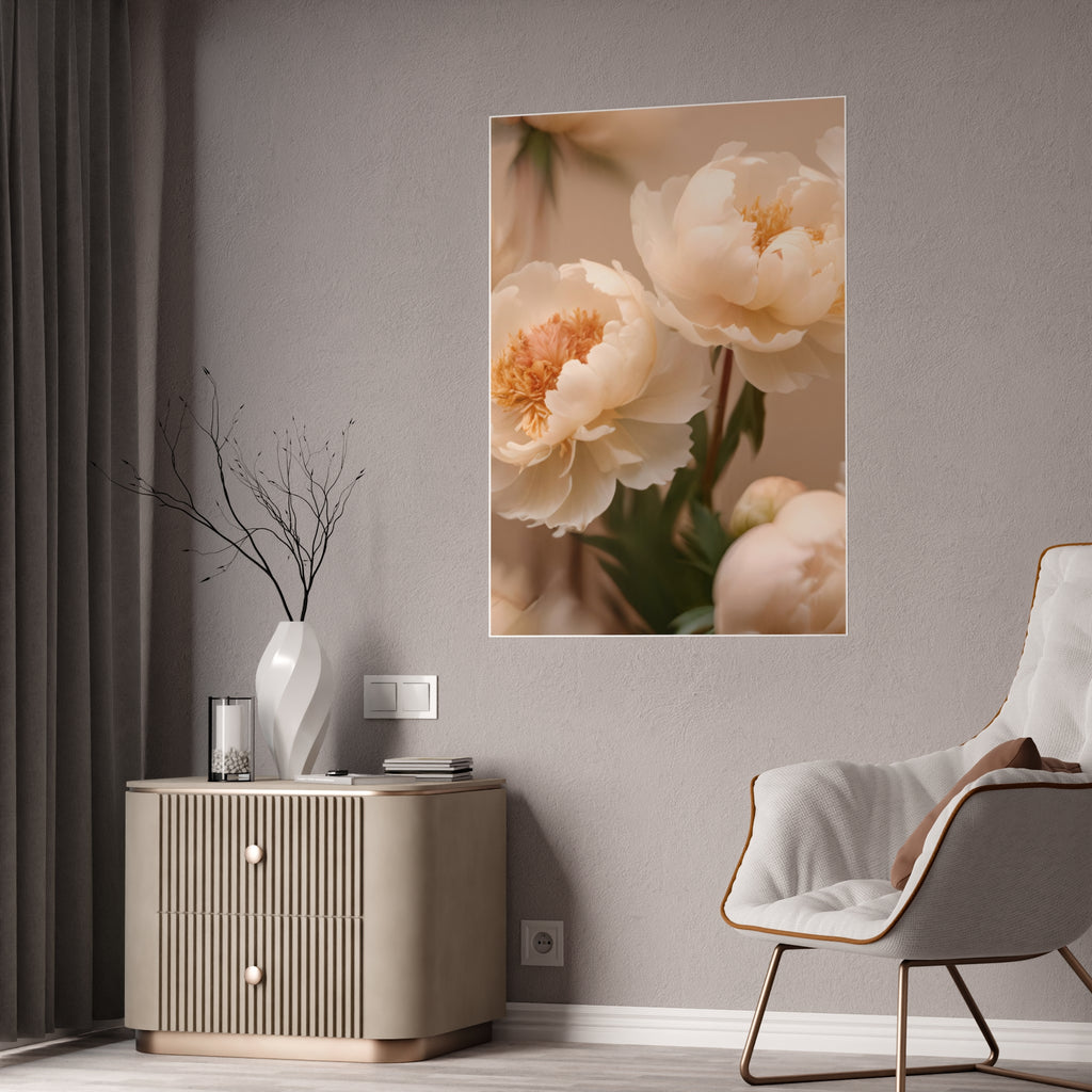 Peach Peony Print Poster