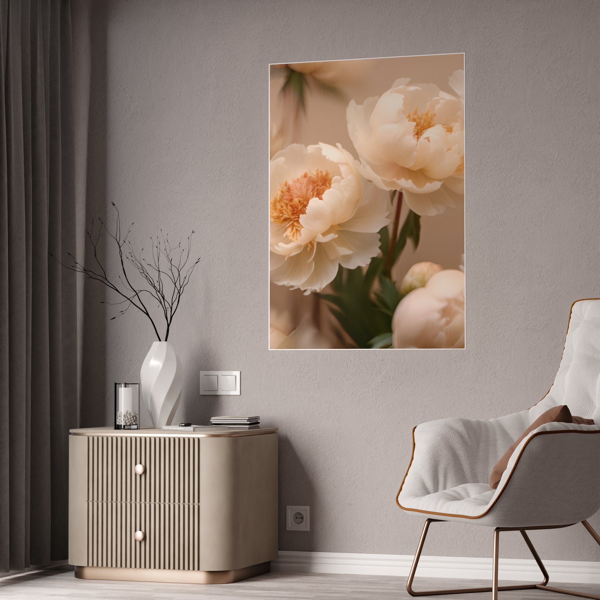 Peach Peony Print Poster