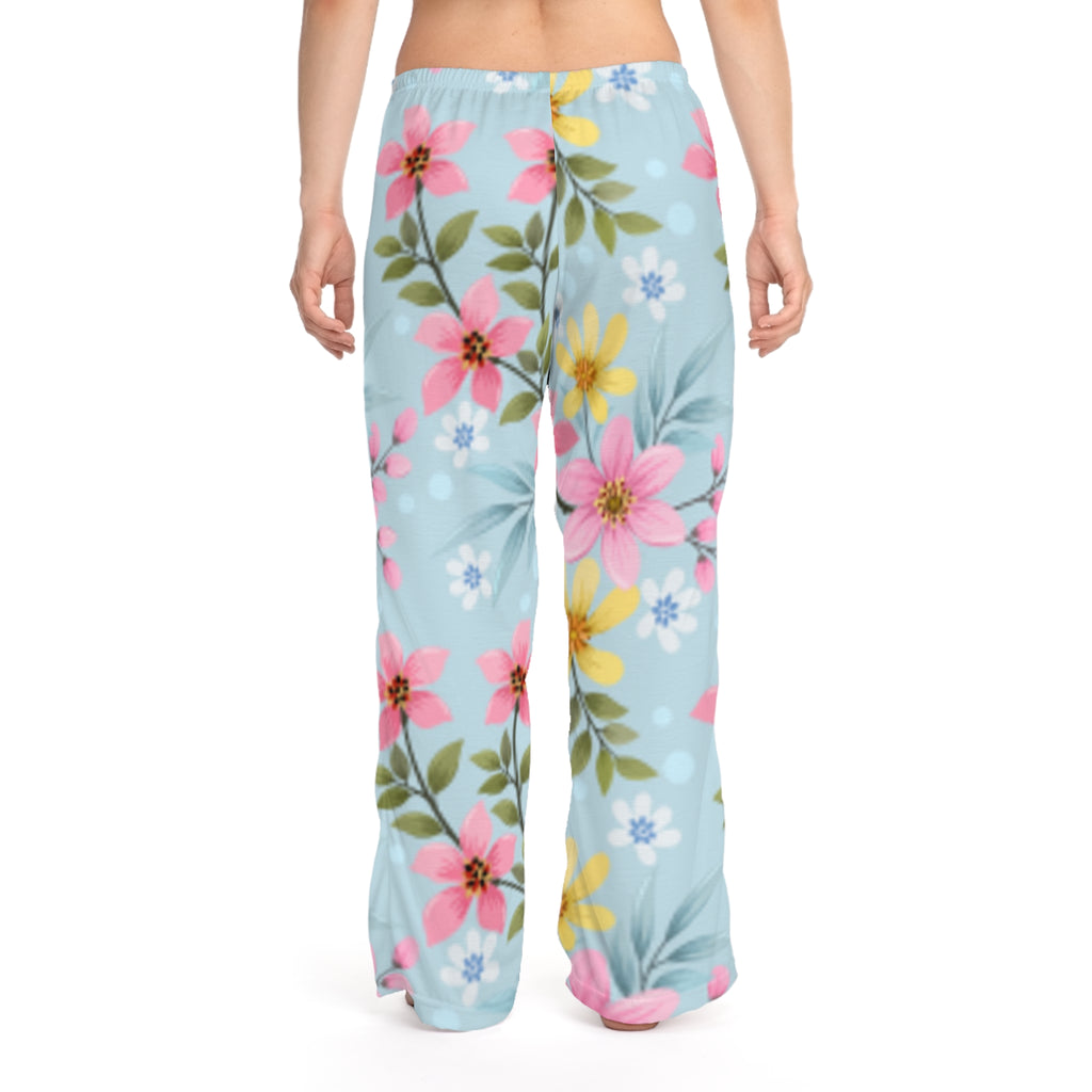 Floral Dream Women's Pajama Pants — Pastel Pink & Blue Lounge Sleepwear