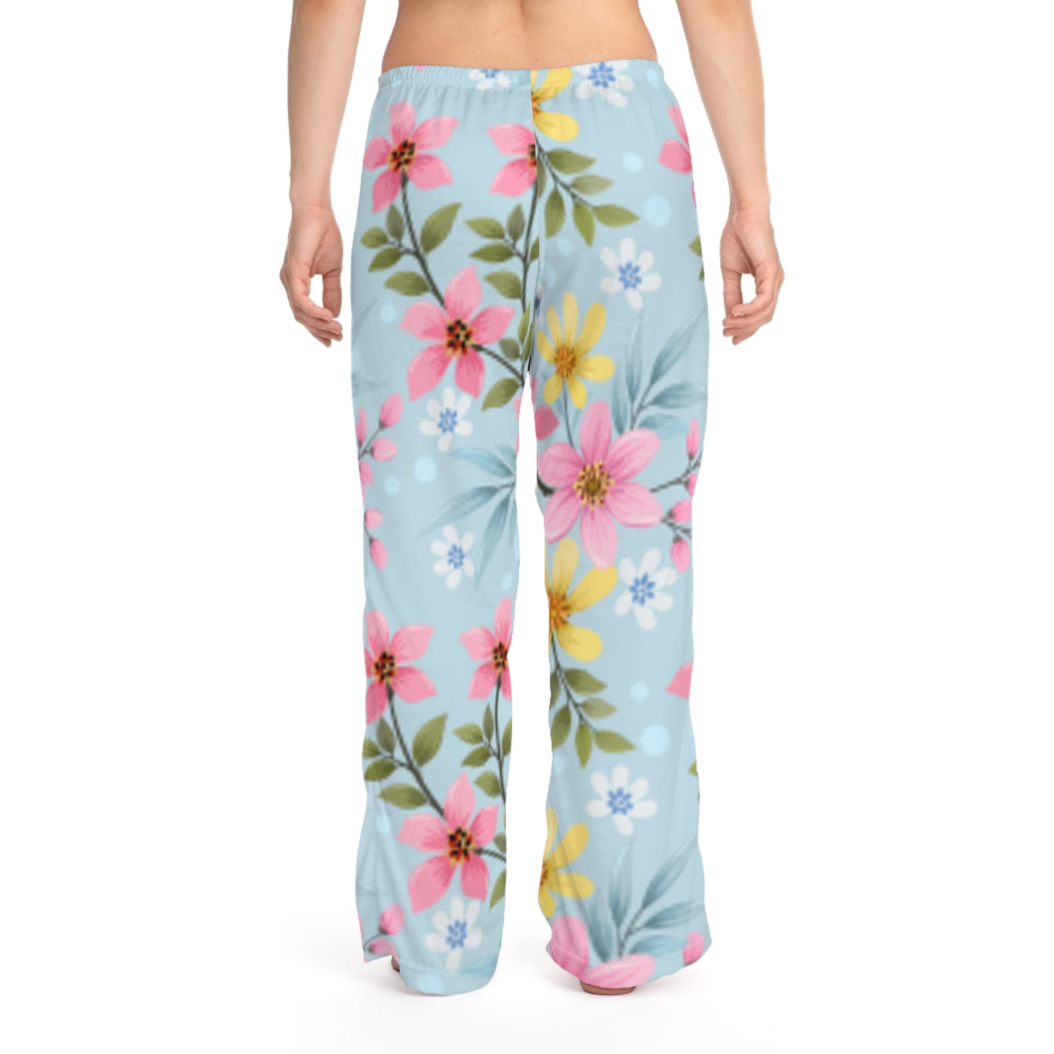 Floral Dream Women's Pajama Pants — Pastel Pink & Blue Lounge Sleepwear