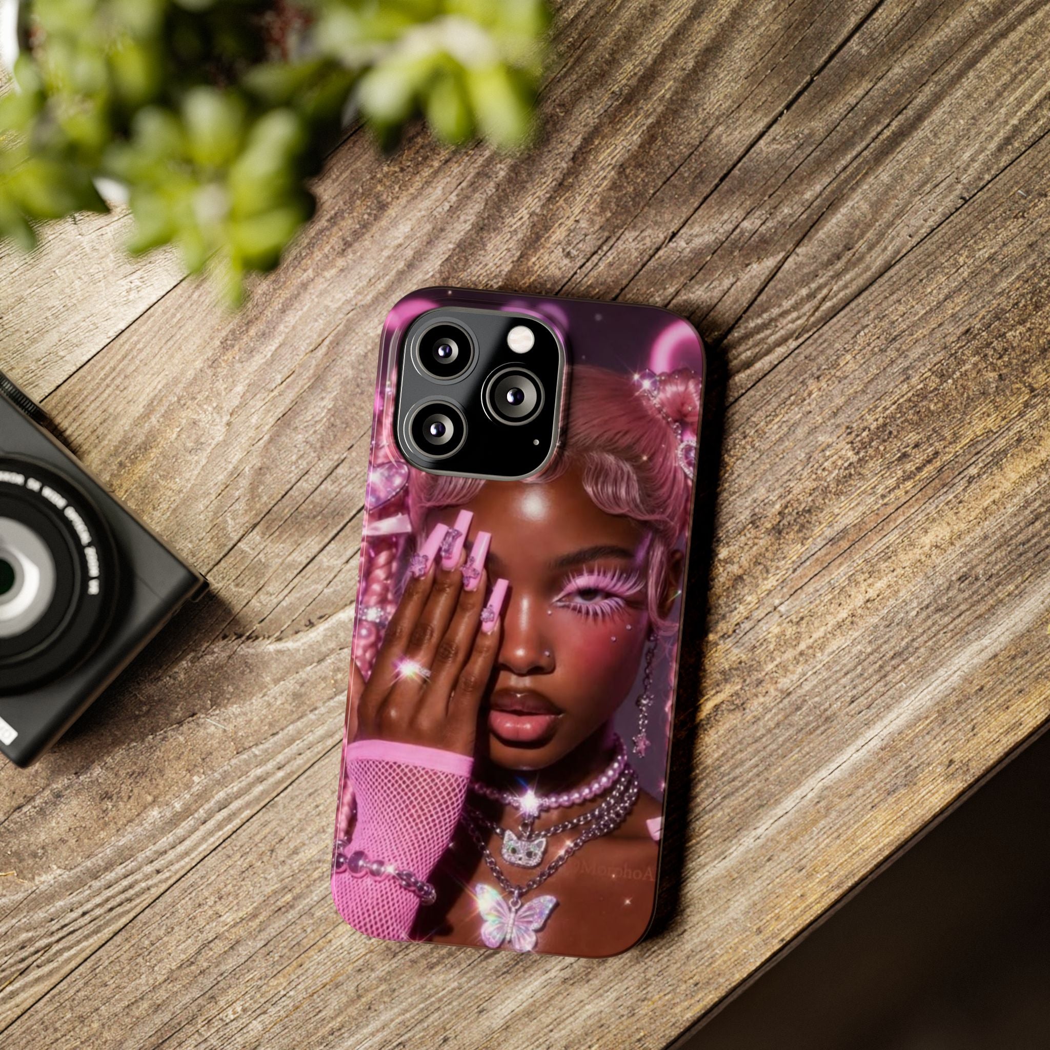 Pink Glam Slim Phone Case — Butterfly Jewels Fashion iPhone Cover