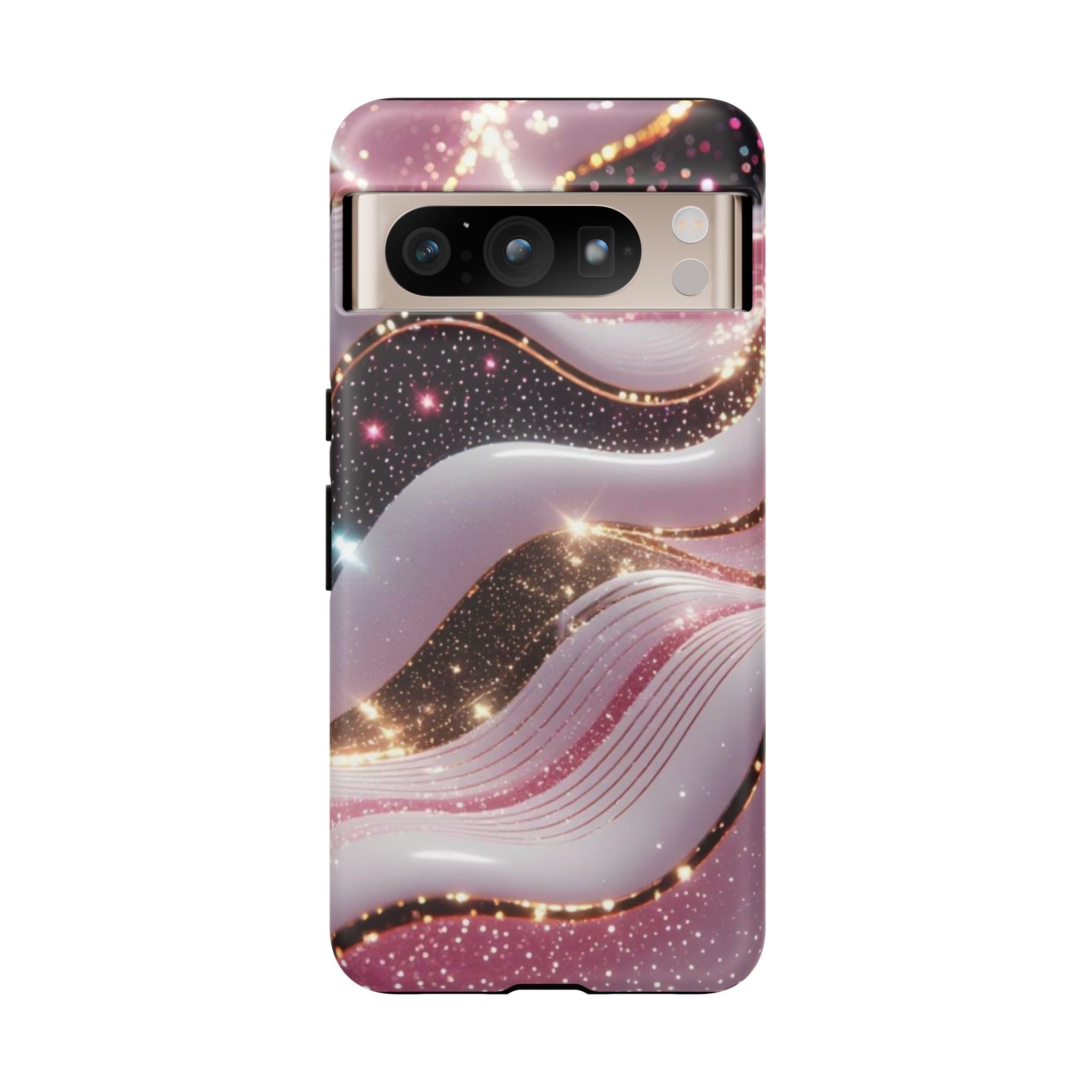 Sparkling Pink Wave Phone Case — Glitter Marble Protective Cover