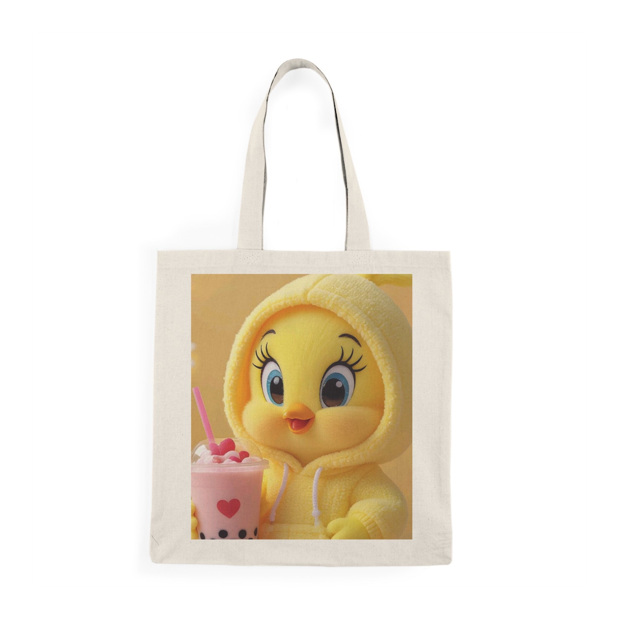 Cute Yellow Chick Tote Bag — Kawaii Boba Tea Print