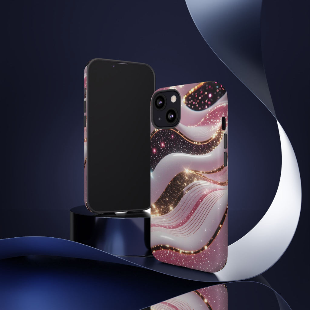 Sparkling Pink Wave Phone Case — Glitter Marble Protective Cover