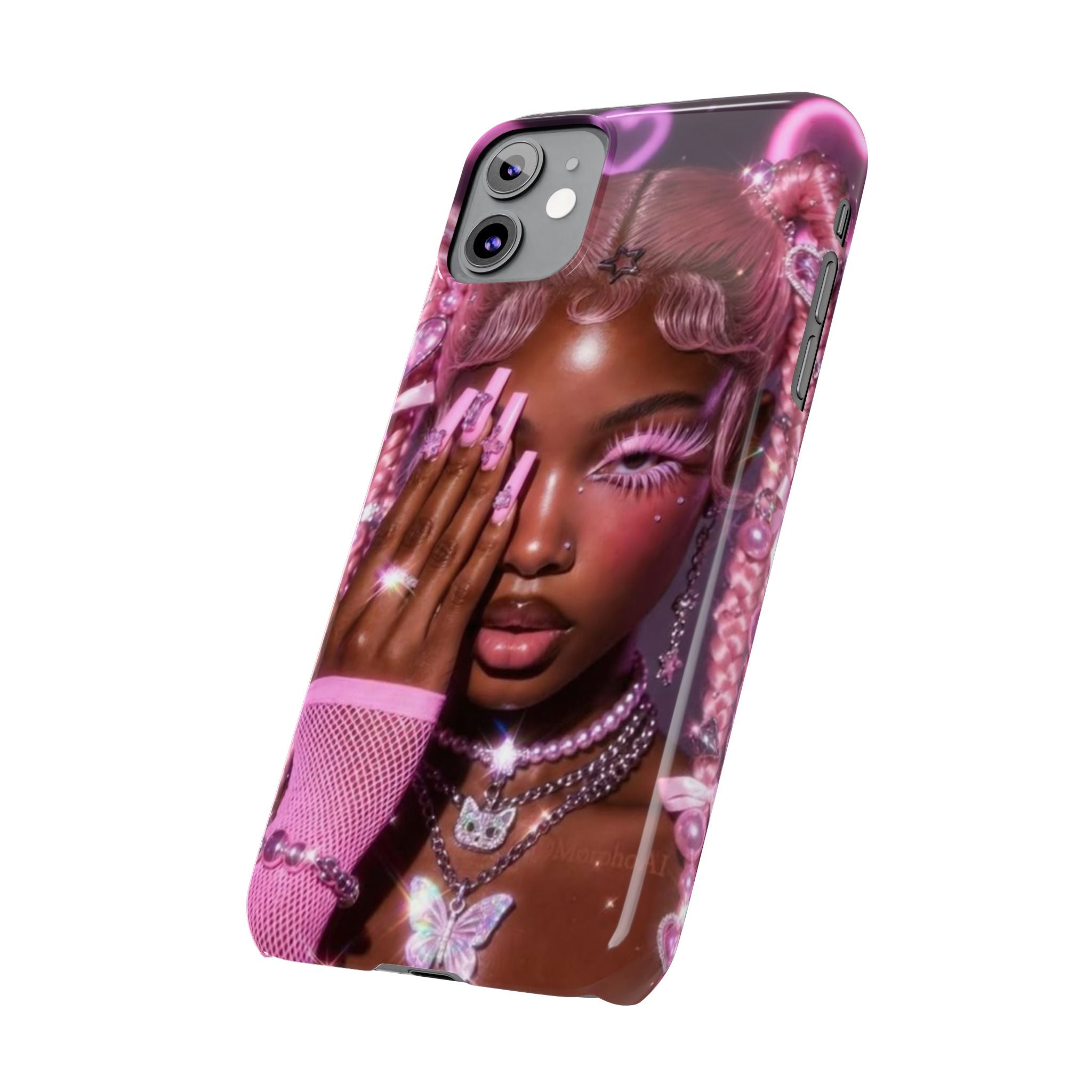 Pink Glam Slim Phone Case — Butterfly Jewels Fashion iPhone Cover