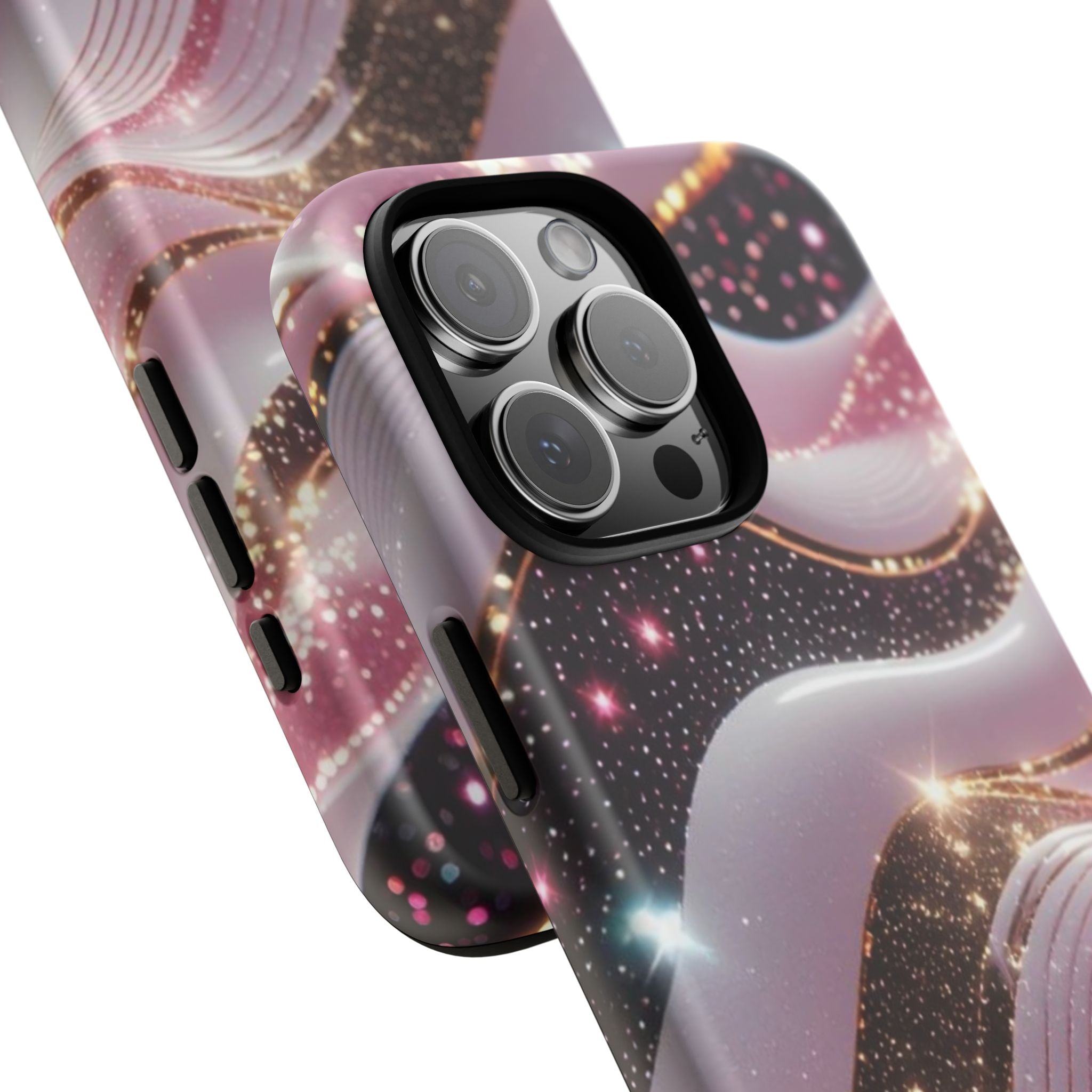 Sparkling Pink Wave Phone Case — Glitter Marble Protective Cover