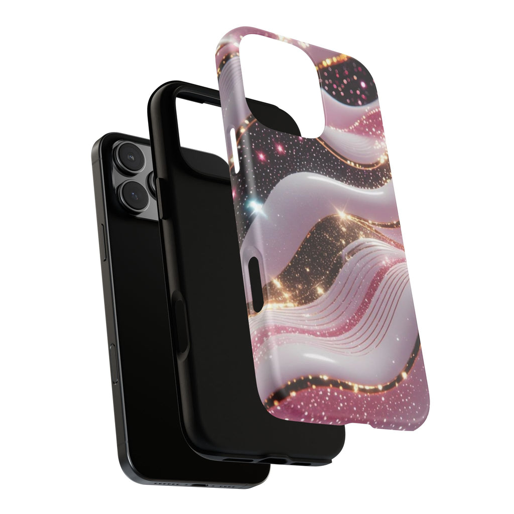 Sparkling Pink Wave Phone Case — Glitter Marble Protective Cover