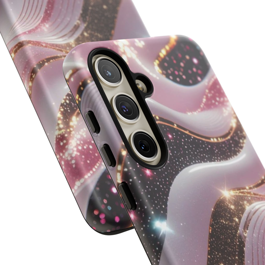 Sparkling Pink Wave Phone Case — Glitter Marble Protective Cover