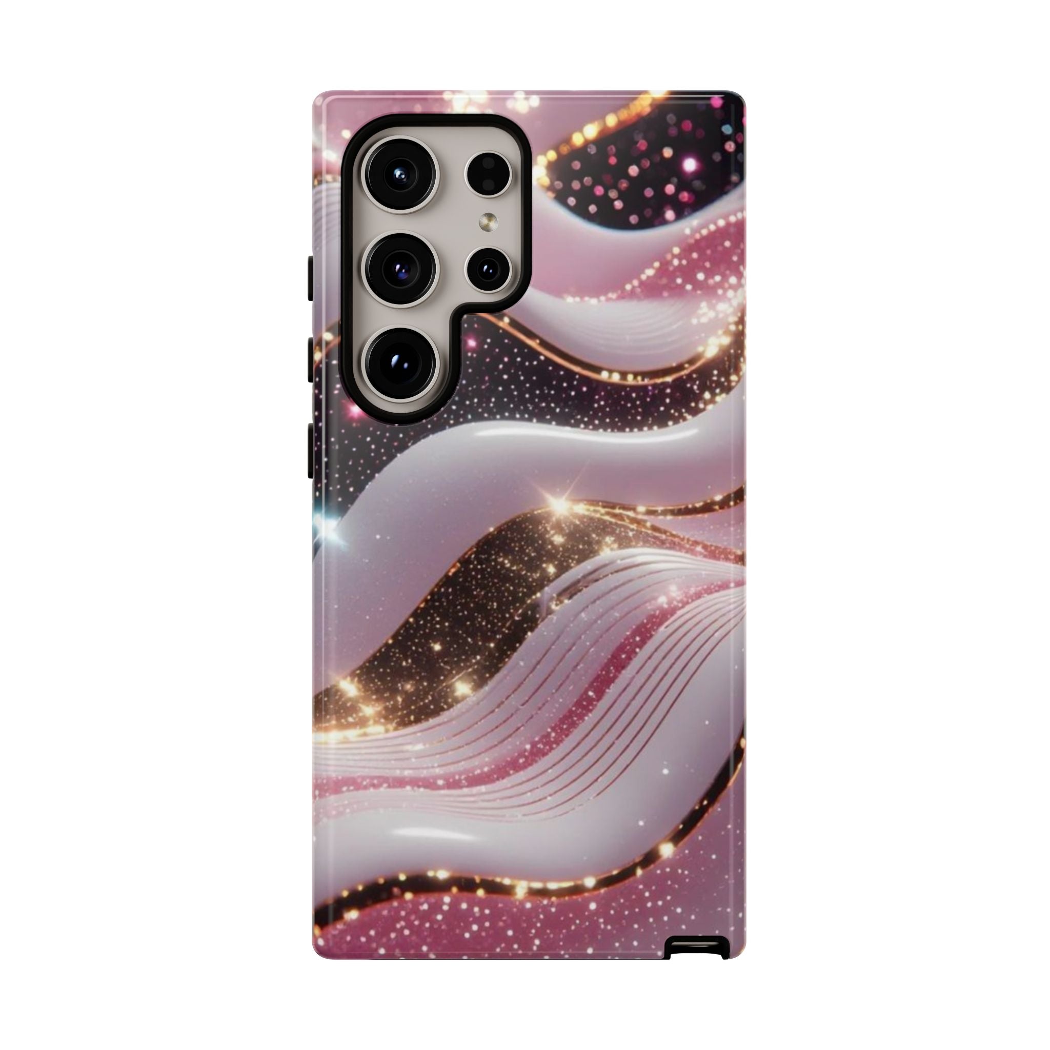 Sparkling Pink Wave Phone Case — Glitter Marble Protective Cover