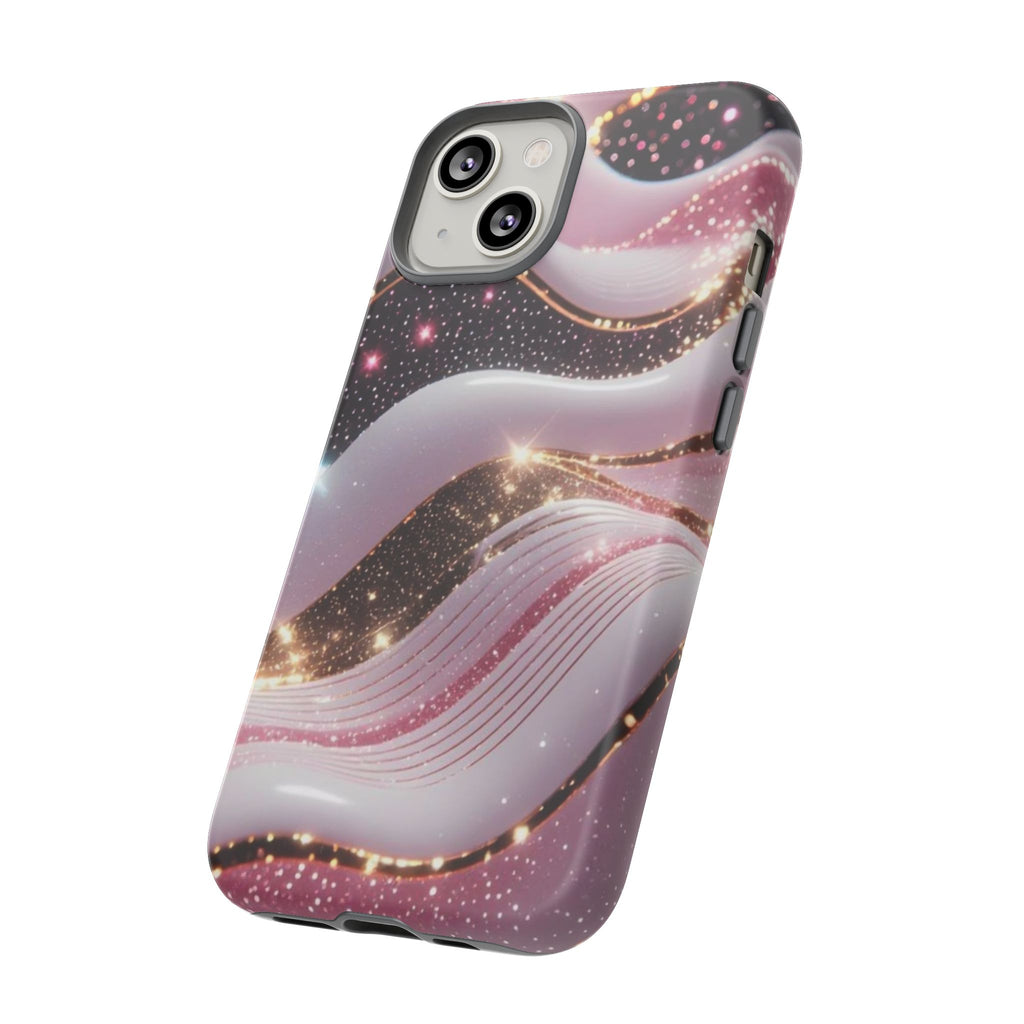Sparkling Pink Wave Phone Case — Glitter Marble Protective Cover