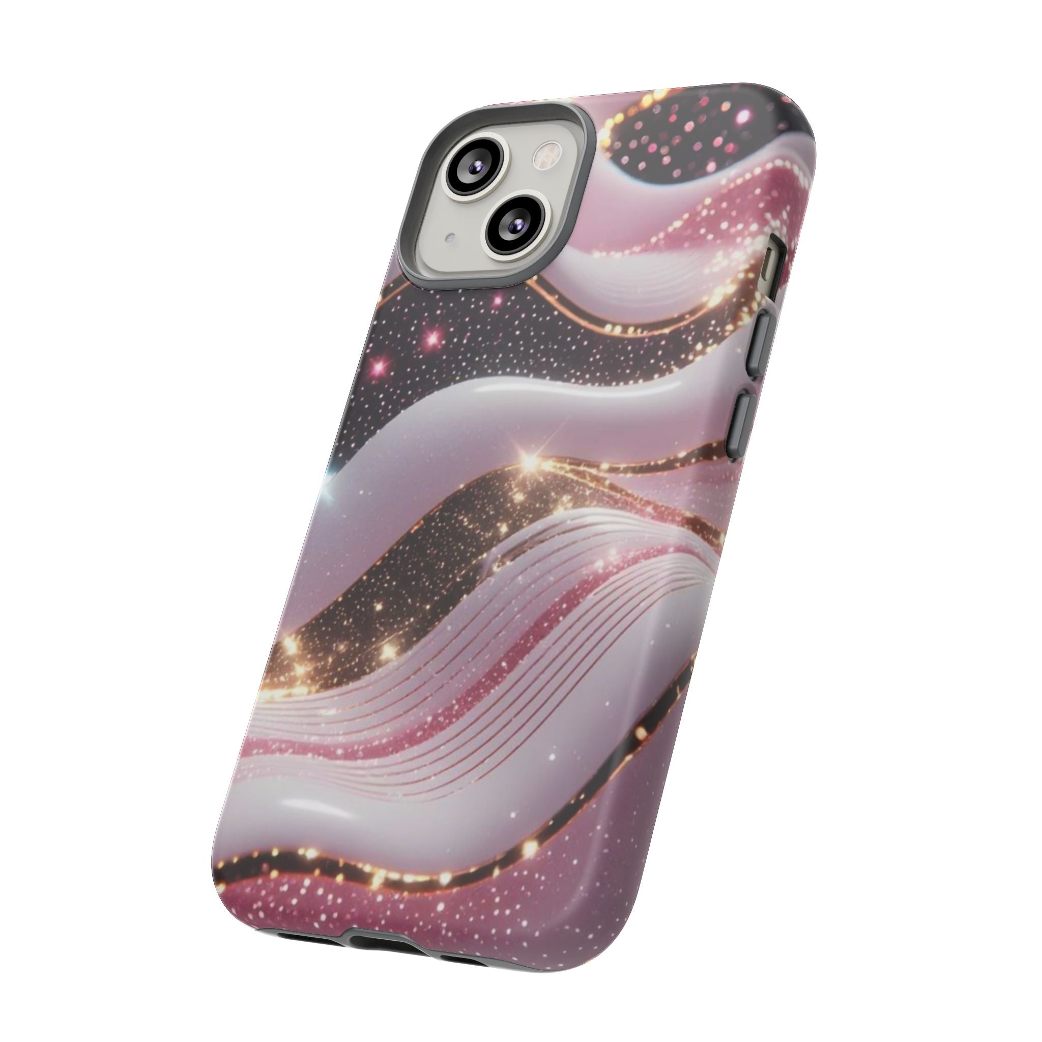 Sparkling Pink Wave Phone Case — Glitter Marble Protective Cover