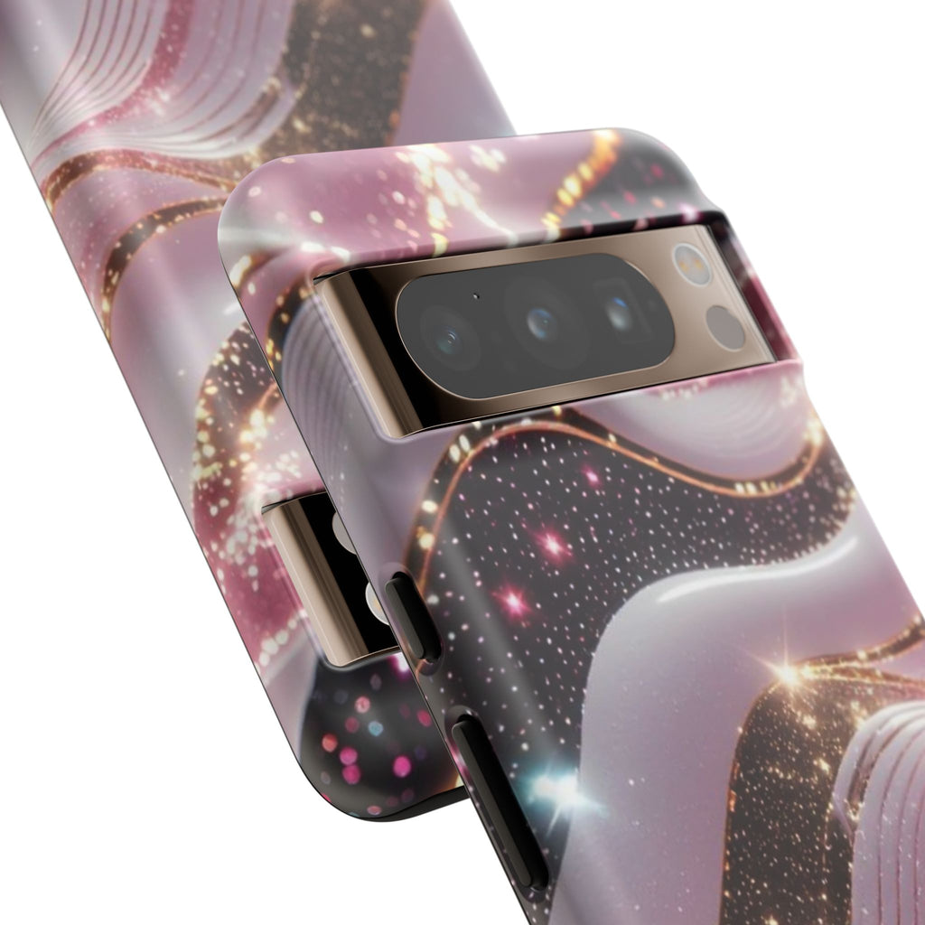Sparkling Pink Wave Phone Case — Glitter Marble Protective Cover
