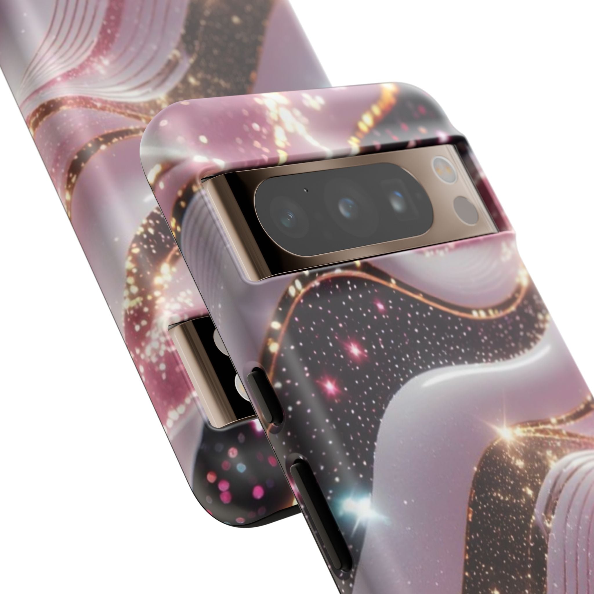 Sparkling Pink Wave Phone Case — Glitter Marble Protective Cover
