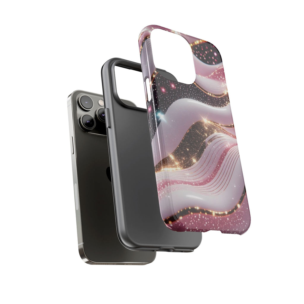 Sparkling Pink Wave Phone Case — Glitter Marble Protective Cover