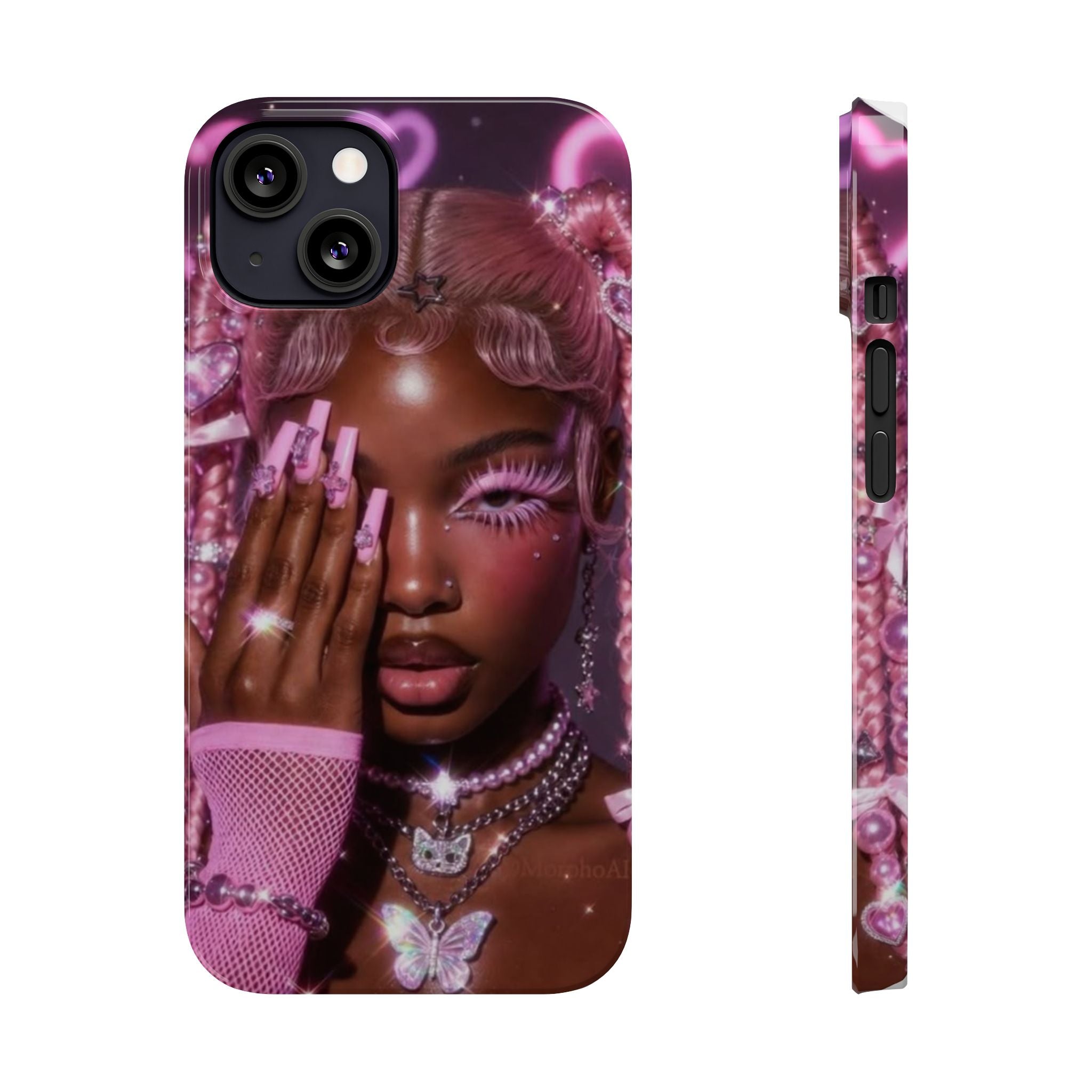 Pink Glam Slim Phone Case — Butterfly Jewels Fashion iPhone Cover