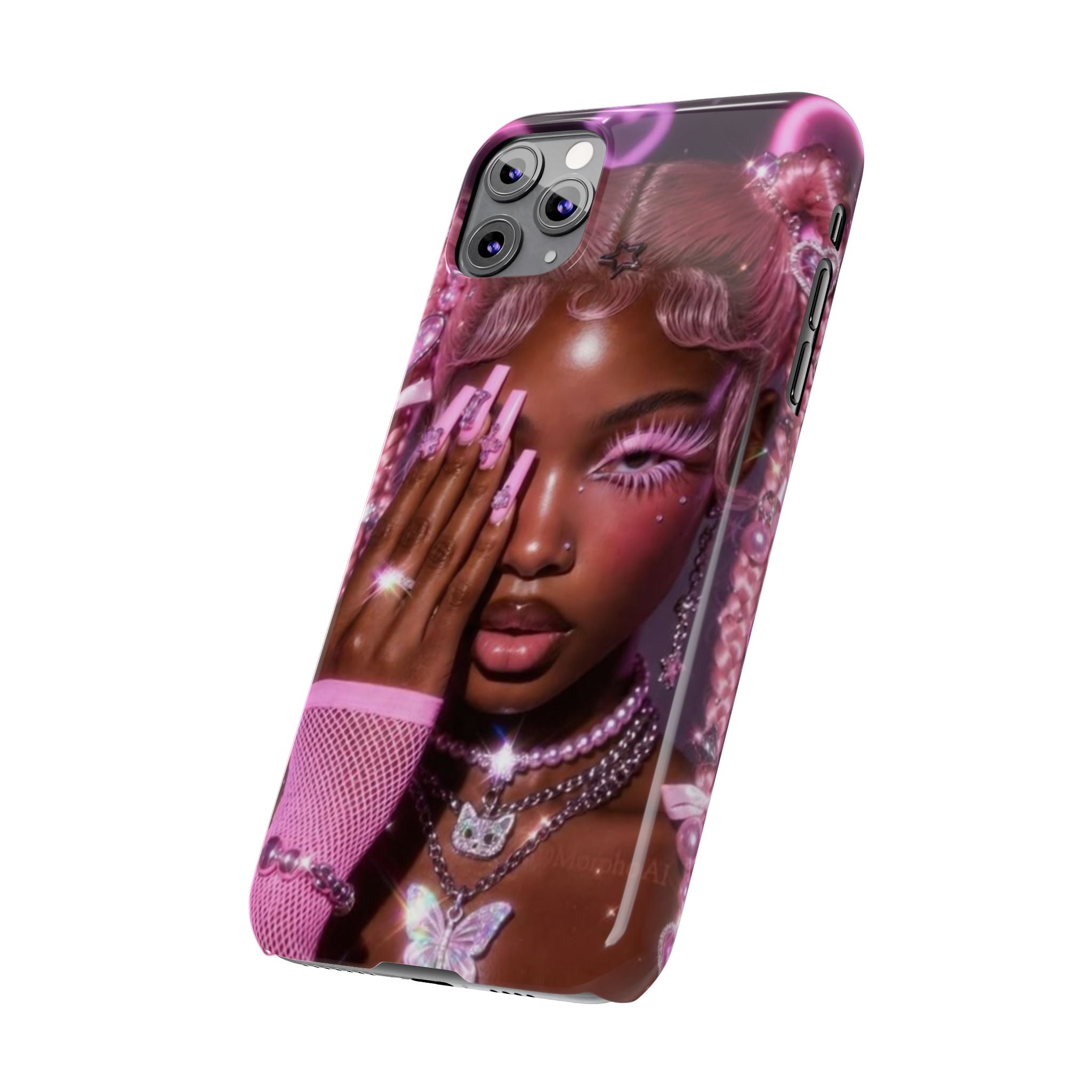 Pink Glam Slim Phone Case — Butterfly Jewels Fashion iPhone Cover