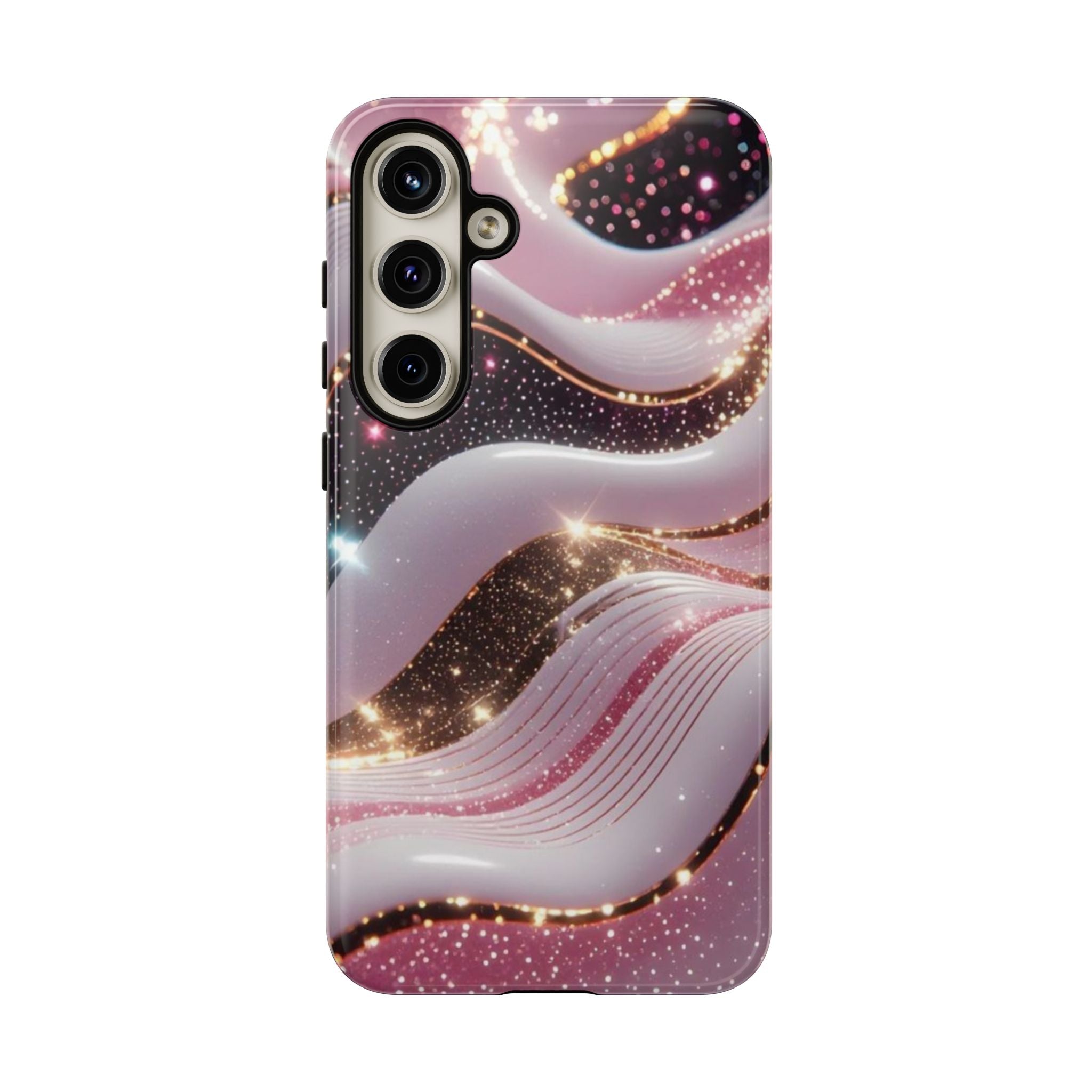 Sparkling Pink Wave Phone Case — Glitter Marble Protective Cover