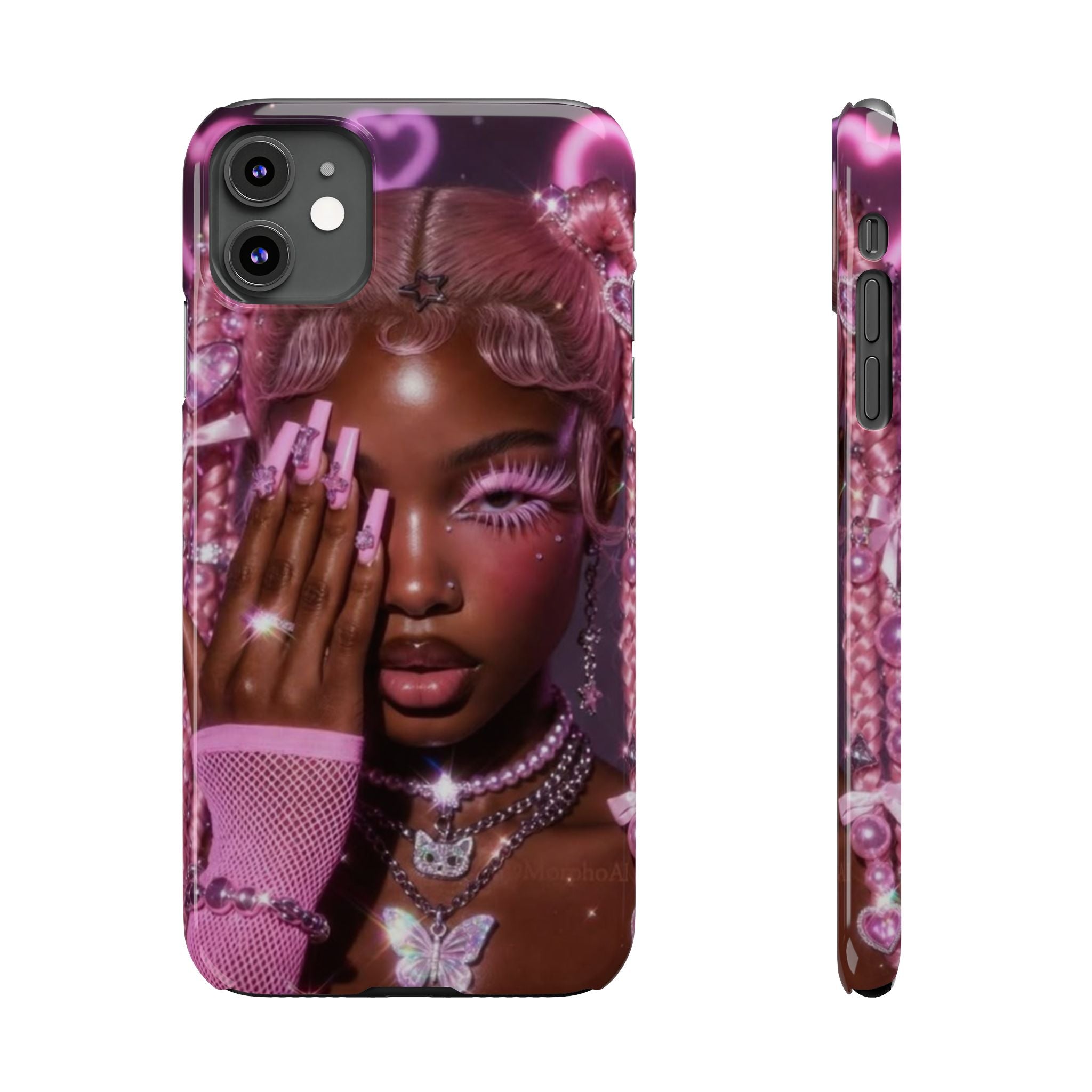 Pink Glam Slim Phone Case — Butterfly Jewels Fashion iPhone Cover