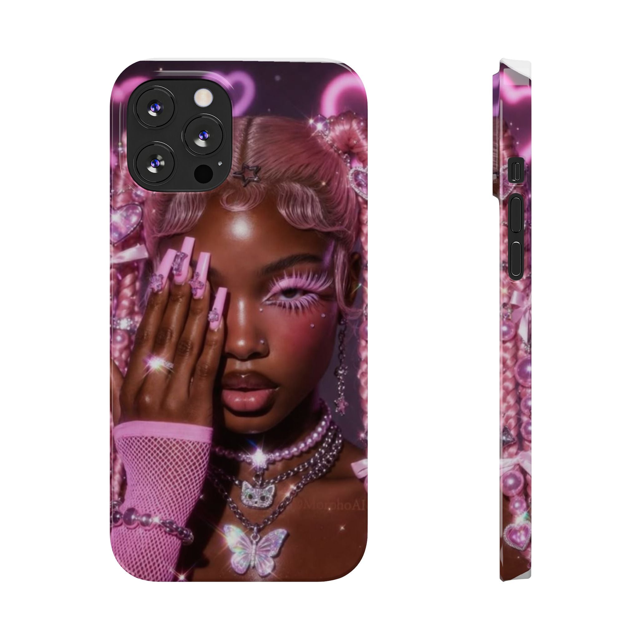 Pink Glam Slim Phone Case — Butterfly Jewels Fashion iPhone Cover