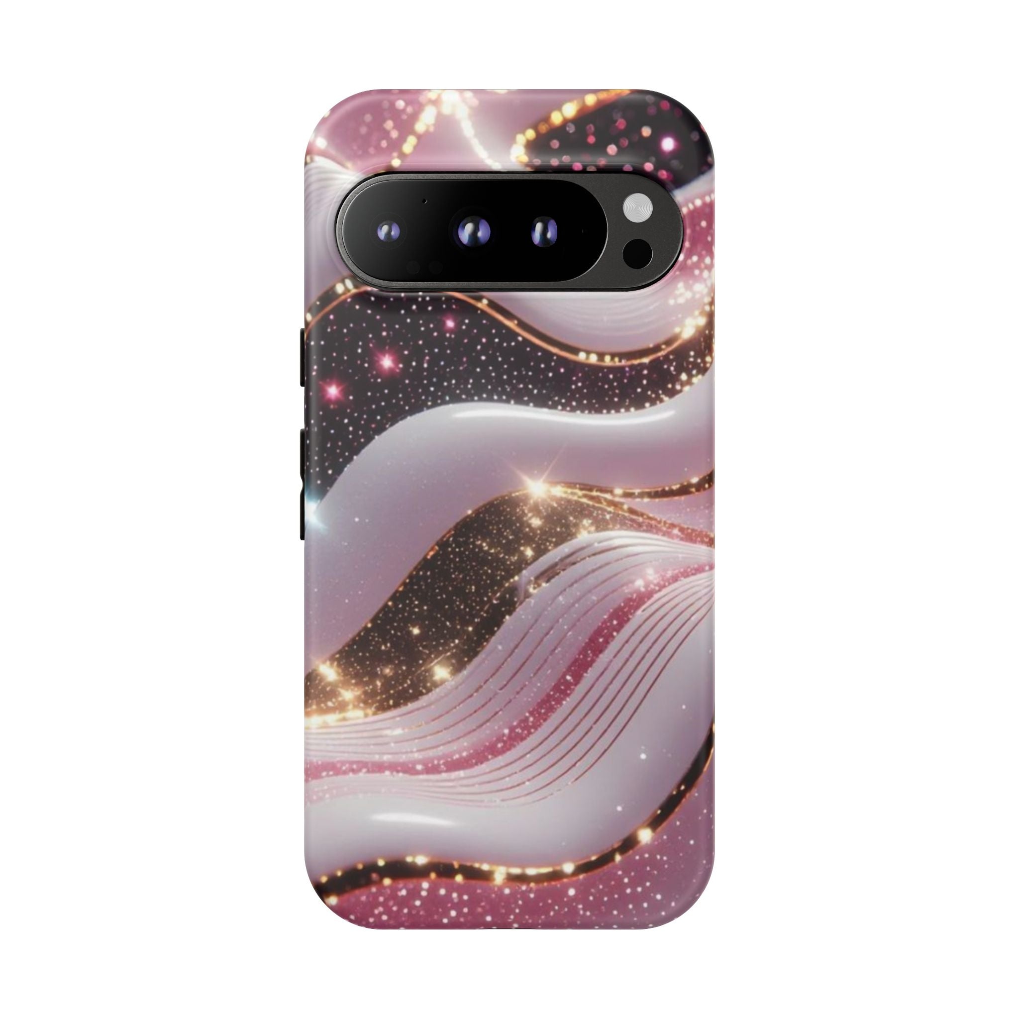 Sparkling Pink Wave Phone Case — Glitter Marble Protective Cover