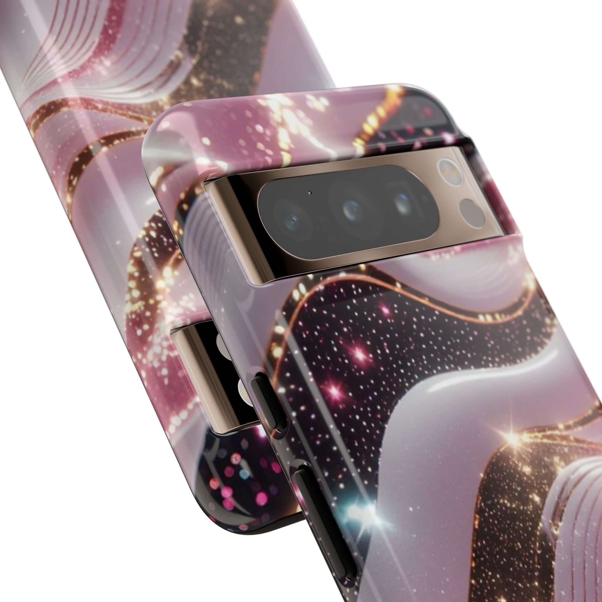 Sparkling Pink Wave Phone Case — Glitter Marble Protective Cover