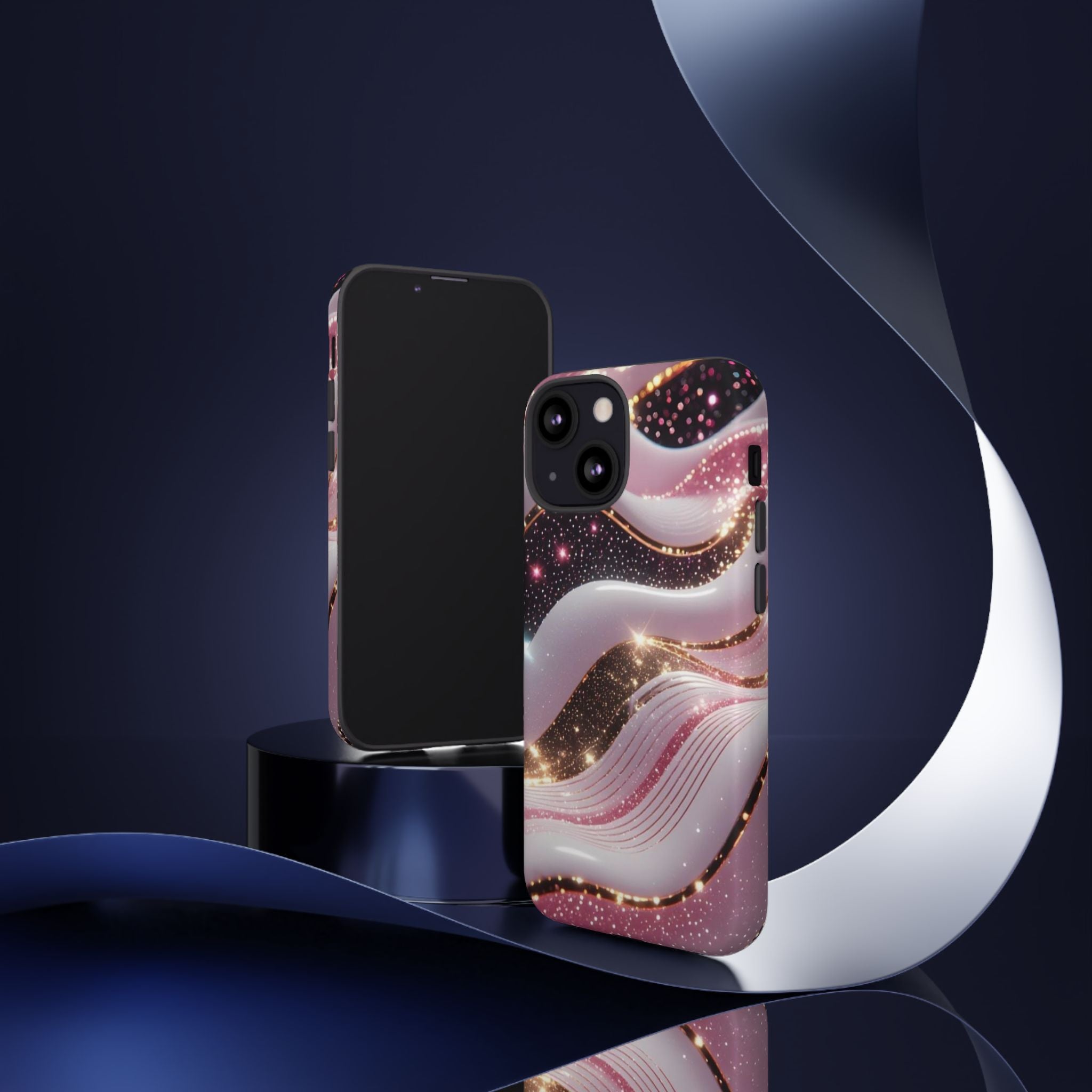 Sparkling Pink Wave Phone Case — Glitter Marble Protective Cover