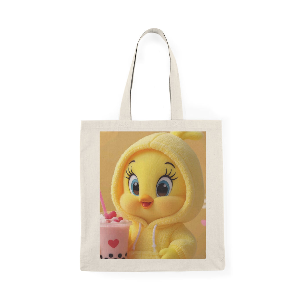 Cute Yellow Chick Tote Bag — Kawaii Boba Tea Print