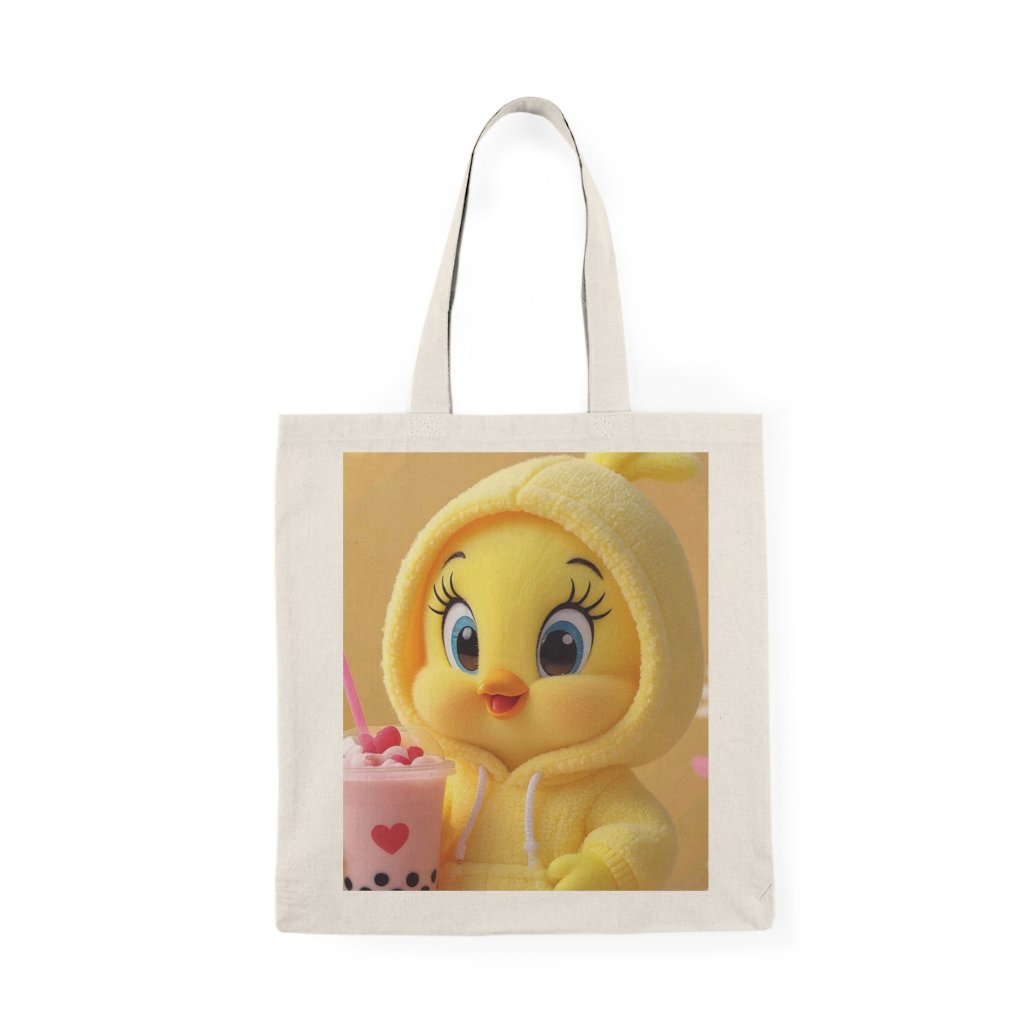 Cute Yellow Chick Tote Bag — Kawaii Boba Tea Print