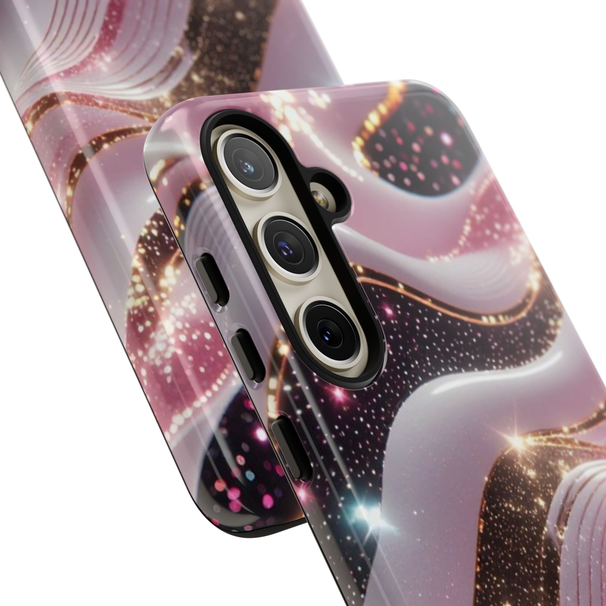 Sparkling Pink Wave Phone Case — Glitter Marble Protective Cover